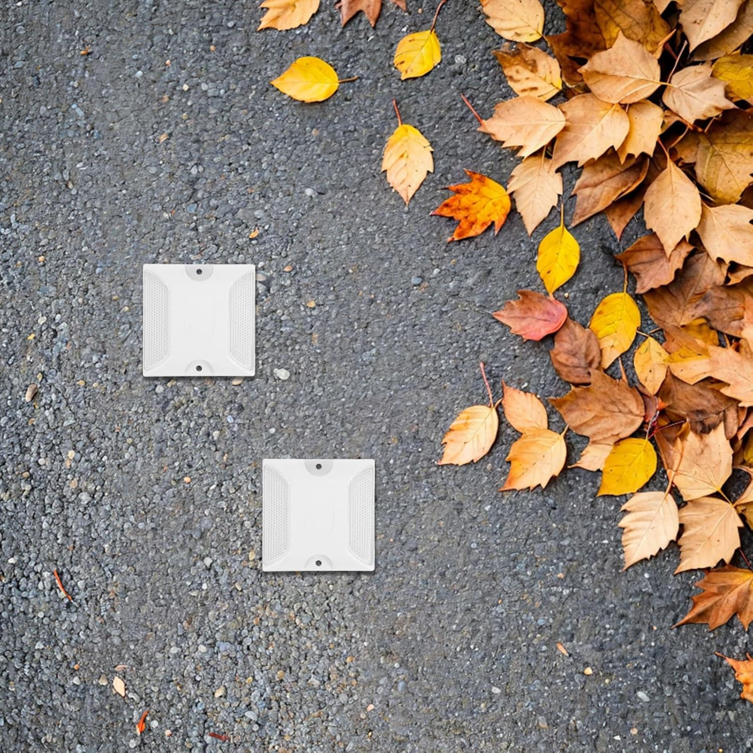 INOOMP 10PCS Reflective Road Stud Markers: 4X4" High-Visibility Pavement Safety Reflectors for Driveway Entrance - Plastic Asphalt Studs for Freeway Garage Crosswalk image number 2