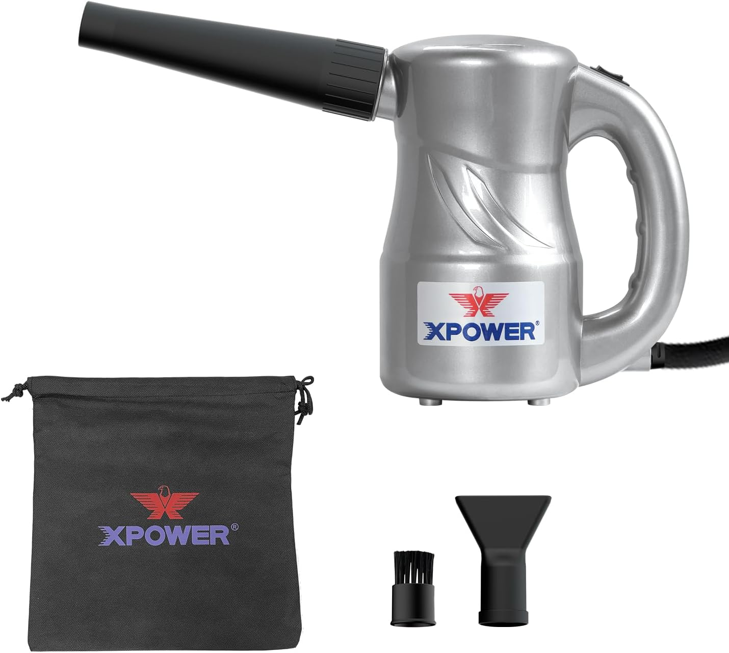 XPOWER Electric Air Duster for Dusting Drying Inflating Blowing Car Detailing Computer Leaf Blowing (White, A-2S)