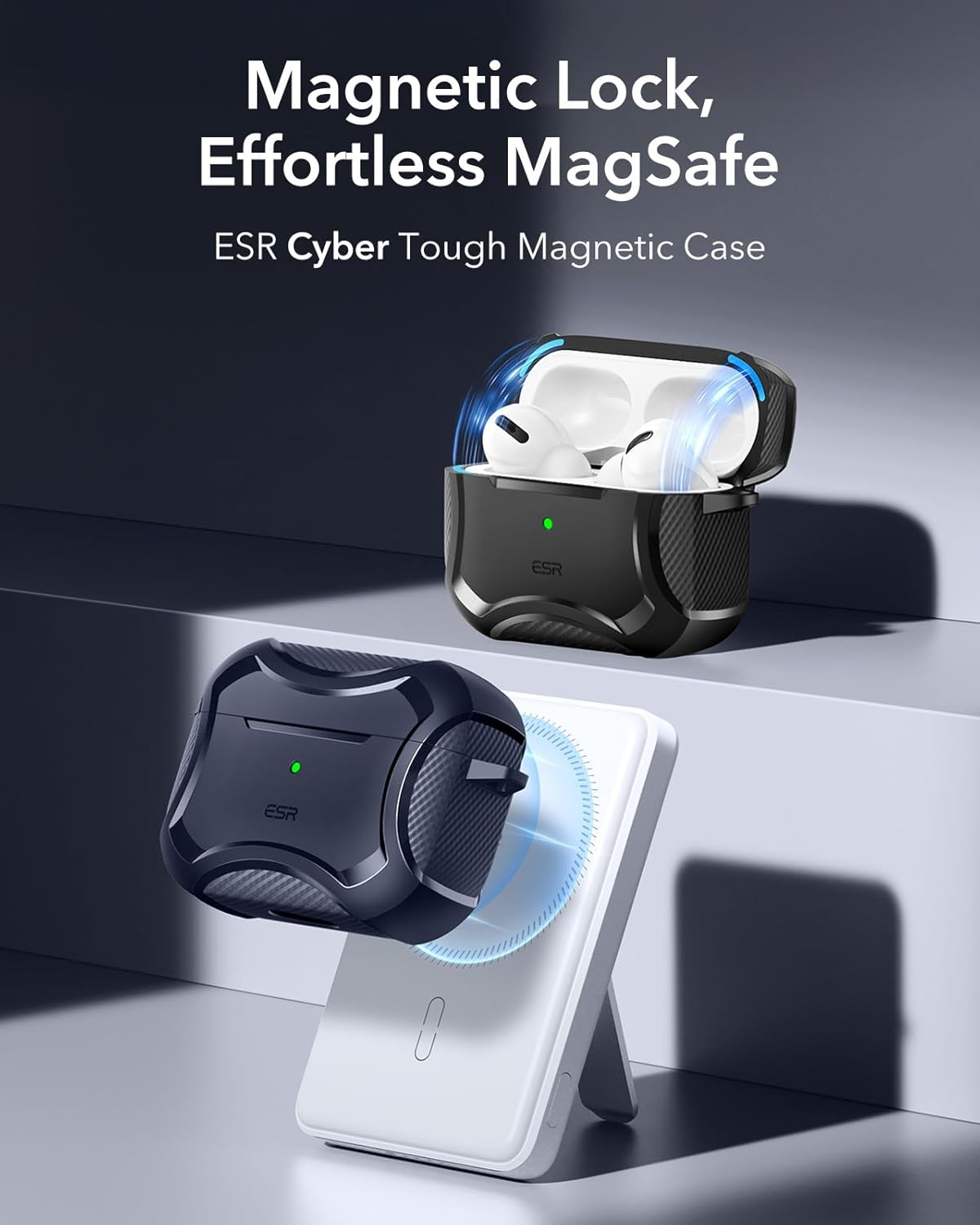 ESR for Airpods Pro 2 Case (Usb-C/Lightning), Compatible with Airpods Pro Case (2023/2022/2019, 2Nd/1St Gen), Compatible with Magsafe, Powerful Drop Protection, Magnetic Lid, Blue
