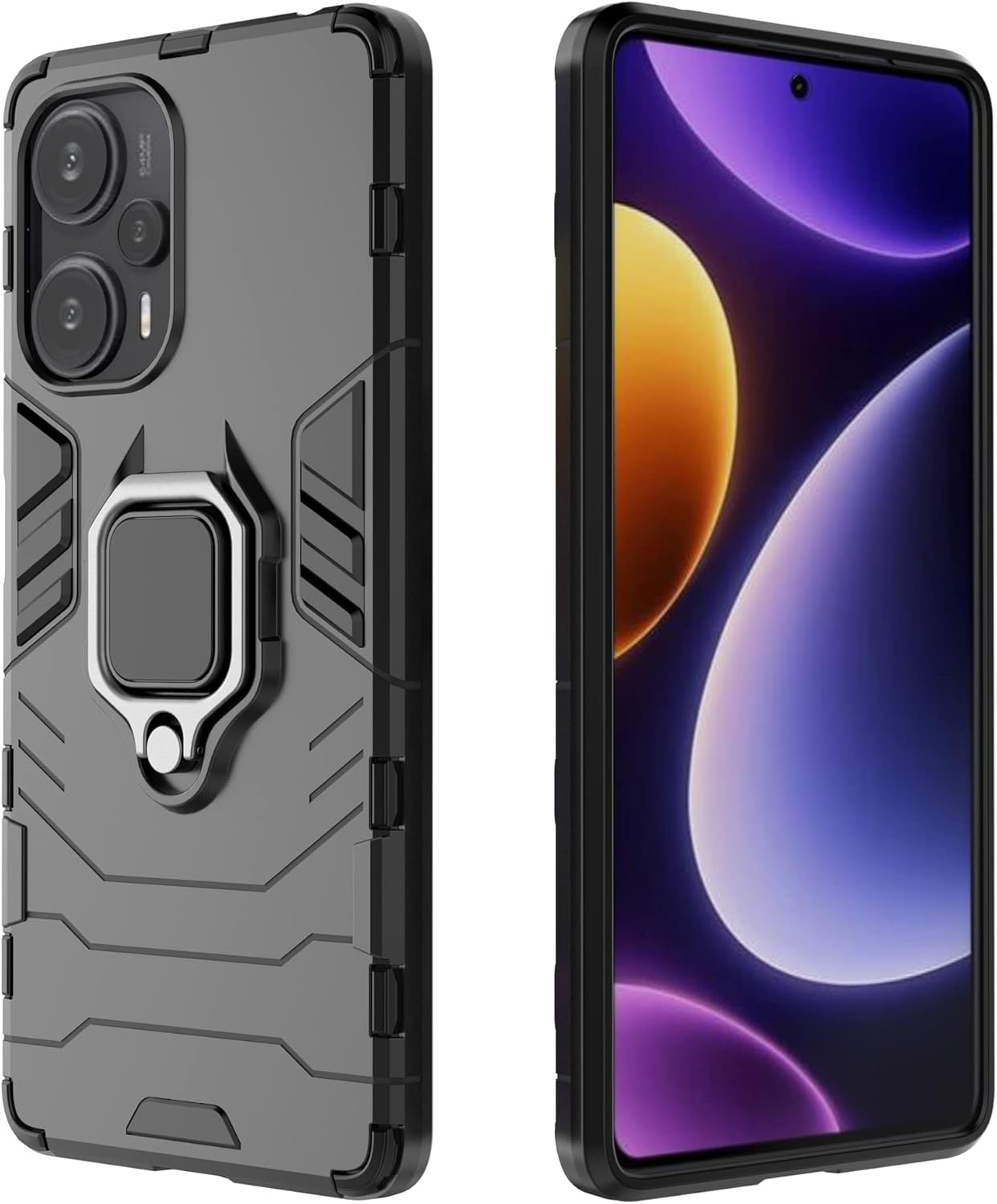 ESTH&reg; Compatible with Xiaomi Poco F5/Redmi Note 12 Turbo Case with 360&deg; Rotating Ring Stand Protective Case [For Mobile Phone Holder Car Magnet] Military Shockproof Mobile Phone Case, Blue image number 3