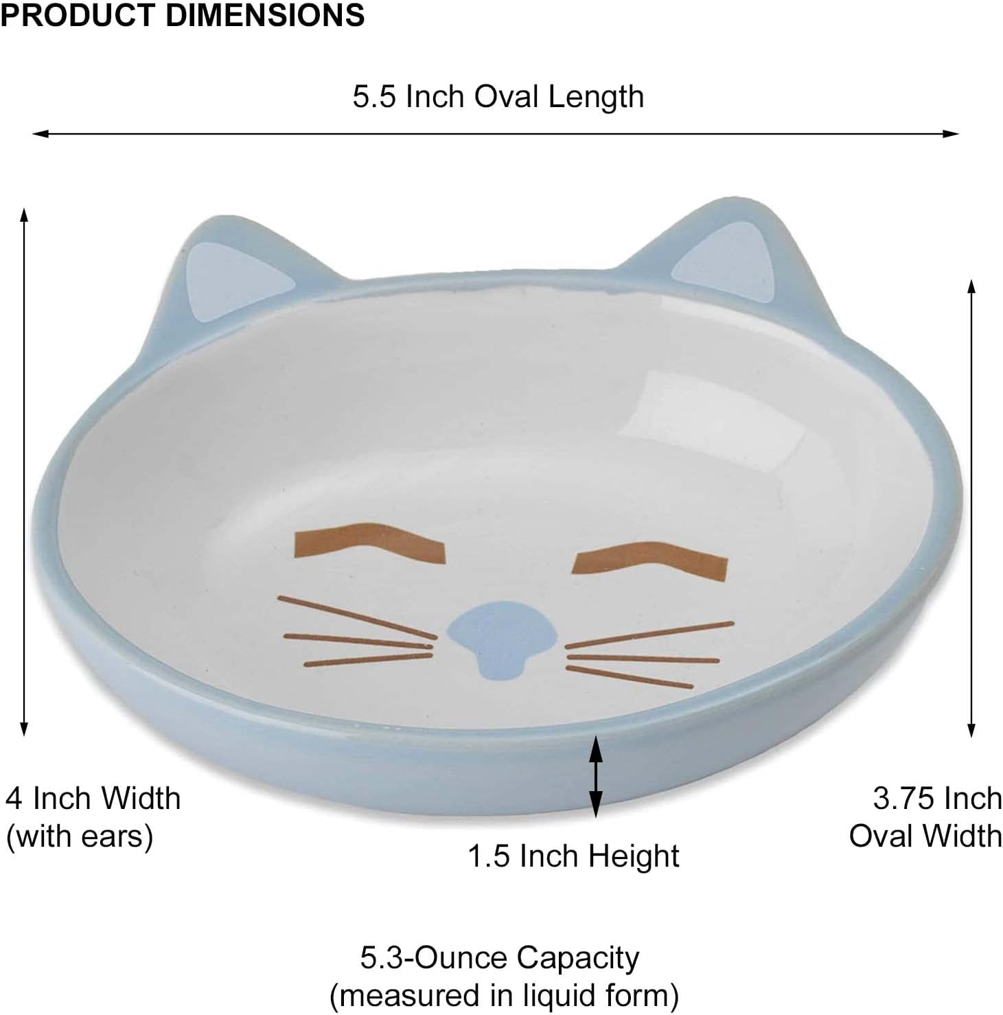 Petrageous 81026 Here Kitty Cat Bowl- Oval Blue 13Cm, Blue, 5.5"/5.3 Oz. image number 5