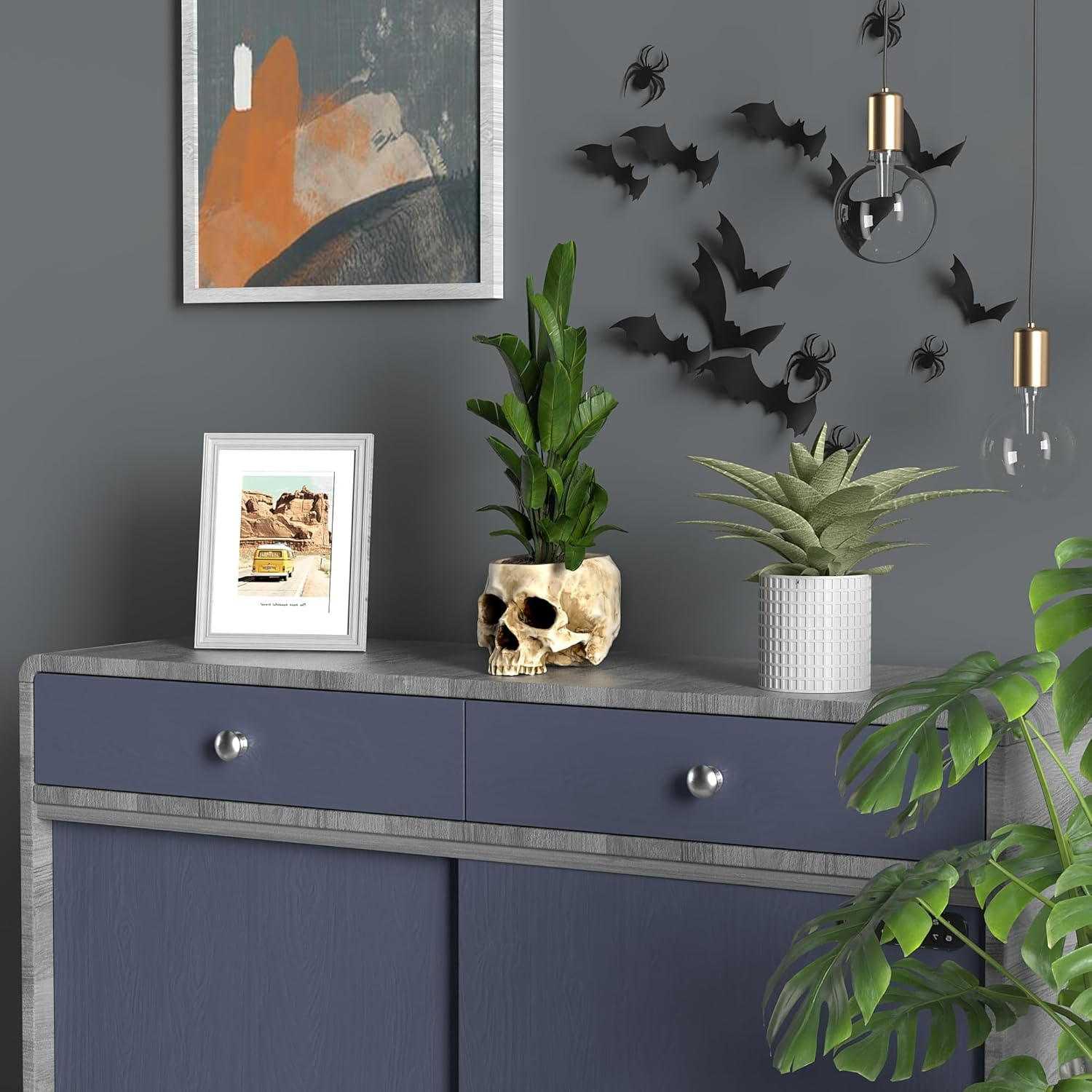 READAEER Skull Bowl Resin Skull Shaped Planter Flower Pot Candy Bowl for Home Office Indoor Desk Decorations - White image number 6