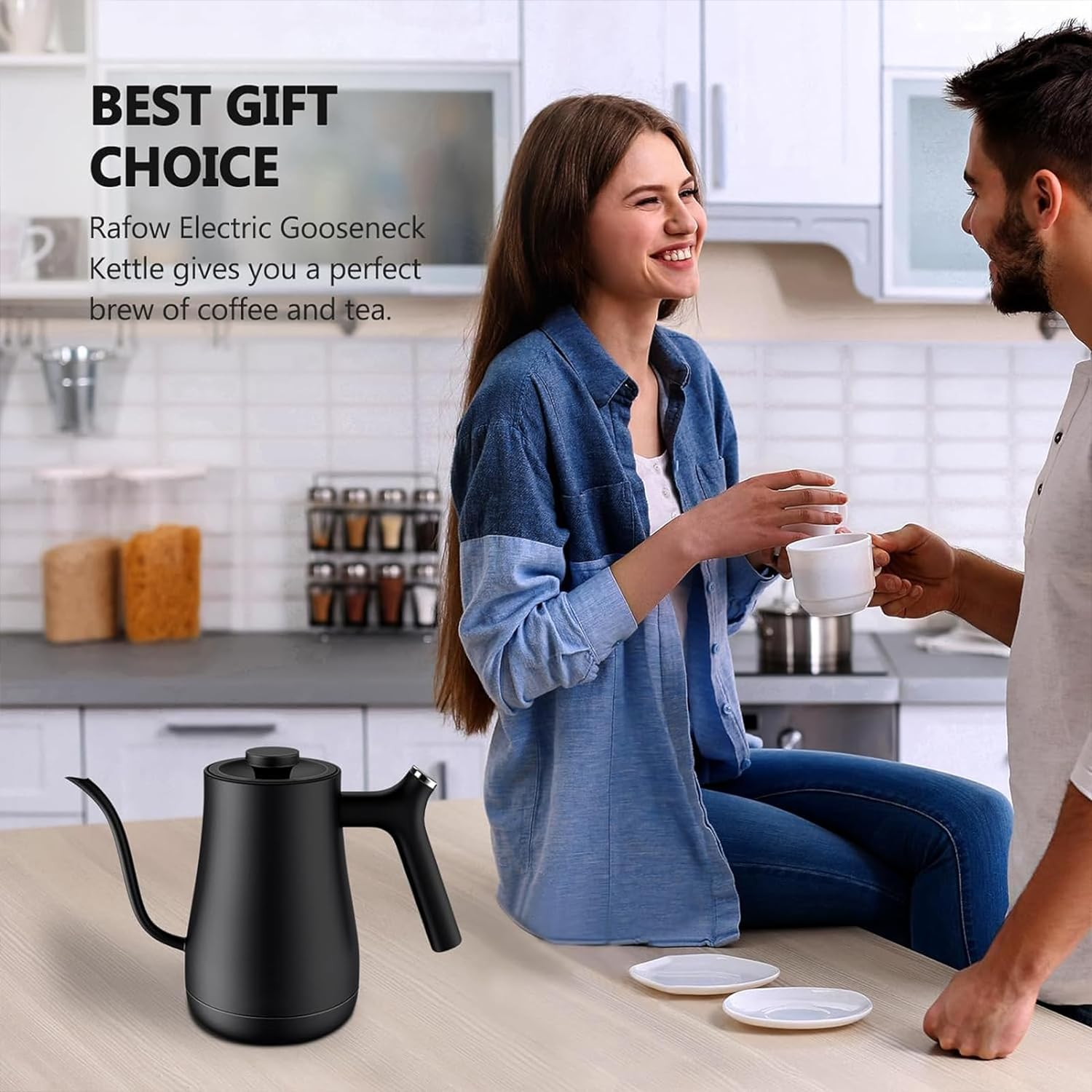 Electric Gooseneck Kettle, 5 Variable Precise Temperature Control, 2H Keep Warm, Stainless Steel Inner, Quick Heating, for Pour over Coffee, Brew Tea, Boil Hot Water, Boil-Dry Protection, 0.8L, Black image number 5