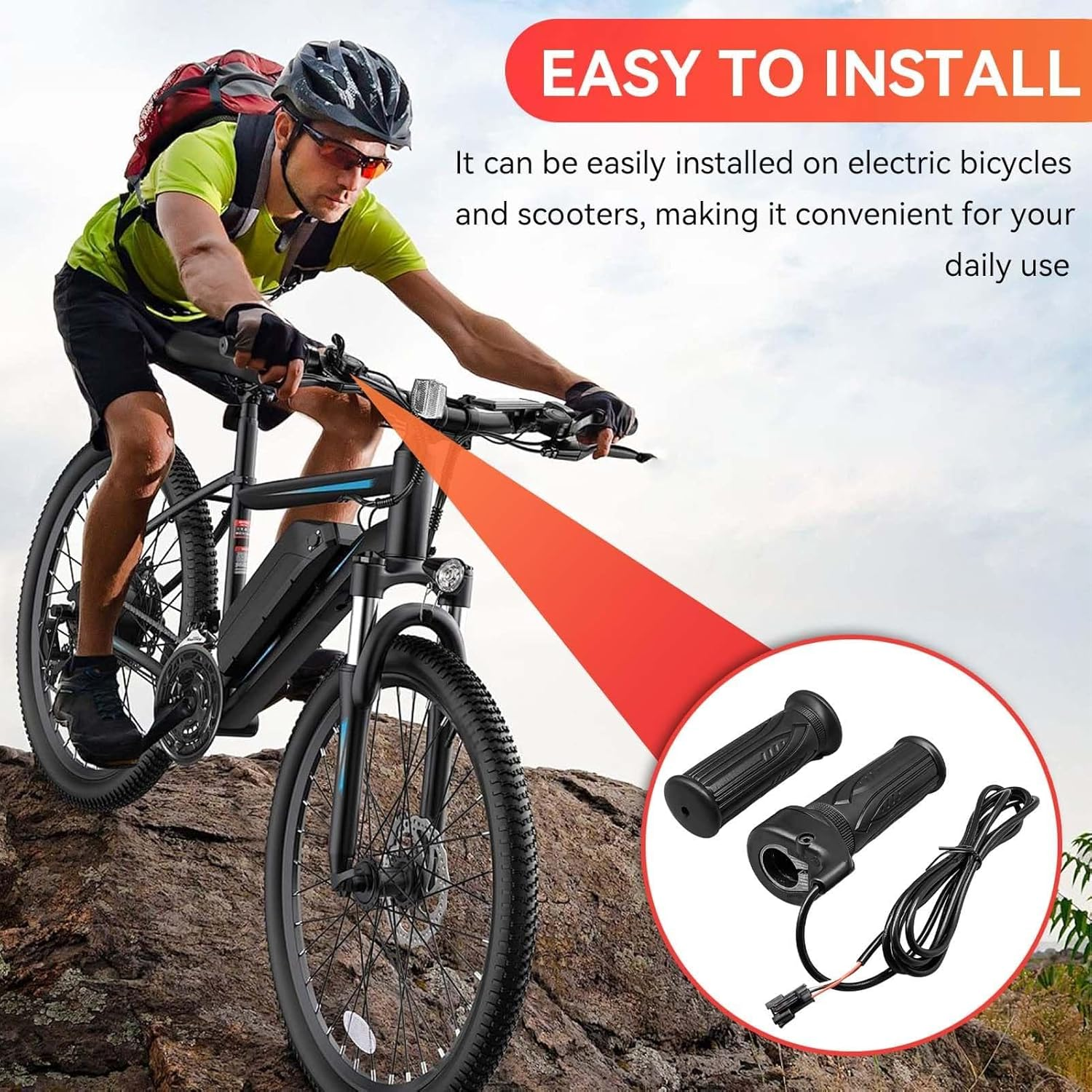 Electric Bike Accessories, 20X Full Twist Throttle,Ebike Parts for 12V 24V 36V 48V 52V 60V 72V, Right Hand Mount, 3PIN SM Plug 1Pack Black image number 4