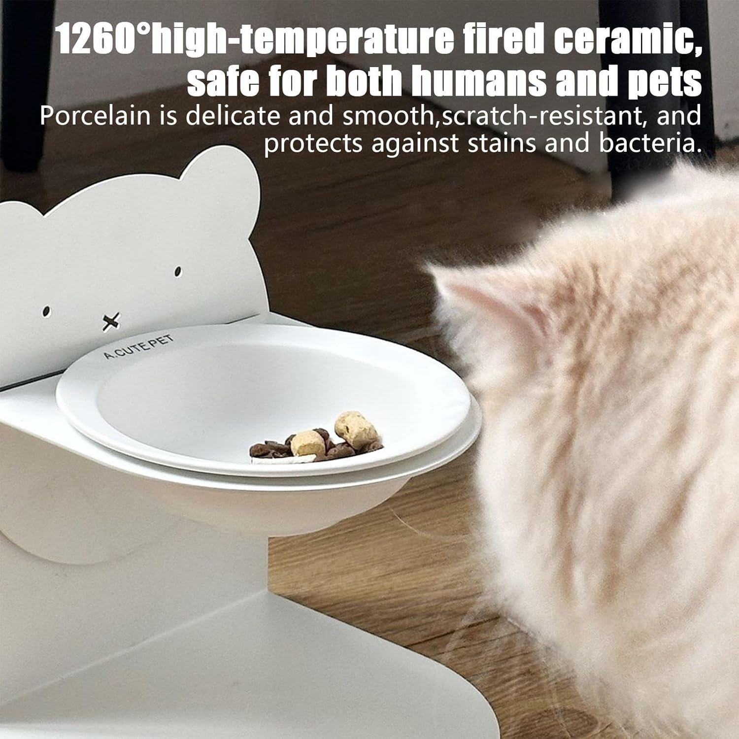 Ceramic Cat Bowl,Slow down Eating Cat Food Dish | Healthy Eating Diet Height-Adjustable Dish for Kitten Puppy Animals Small Medium Large Breeds image number 6