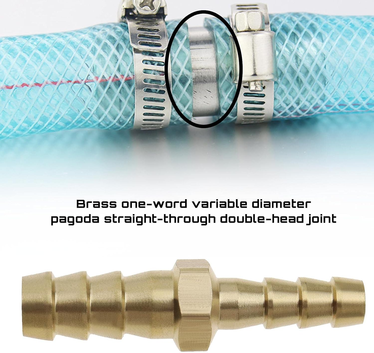 Emsea 2Pcs 8Mm to 6Mm Barb Reducer Tube Mender Splicer Joiner Union Brass Fitting image number 2