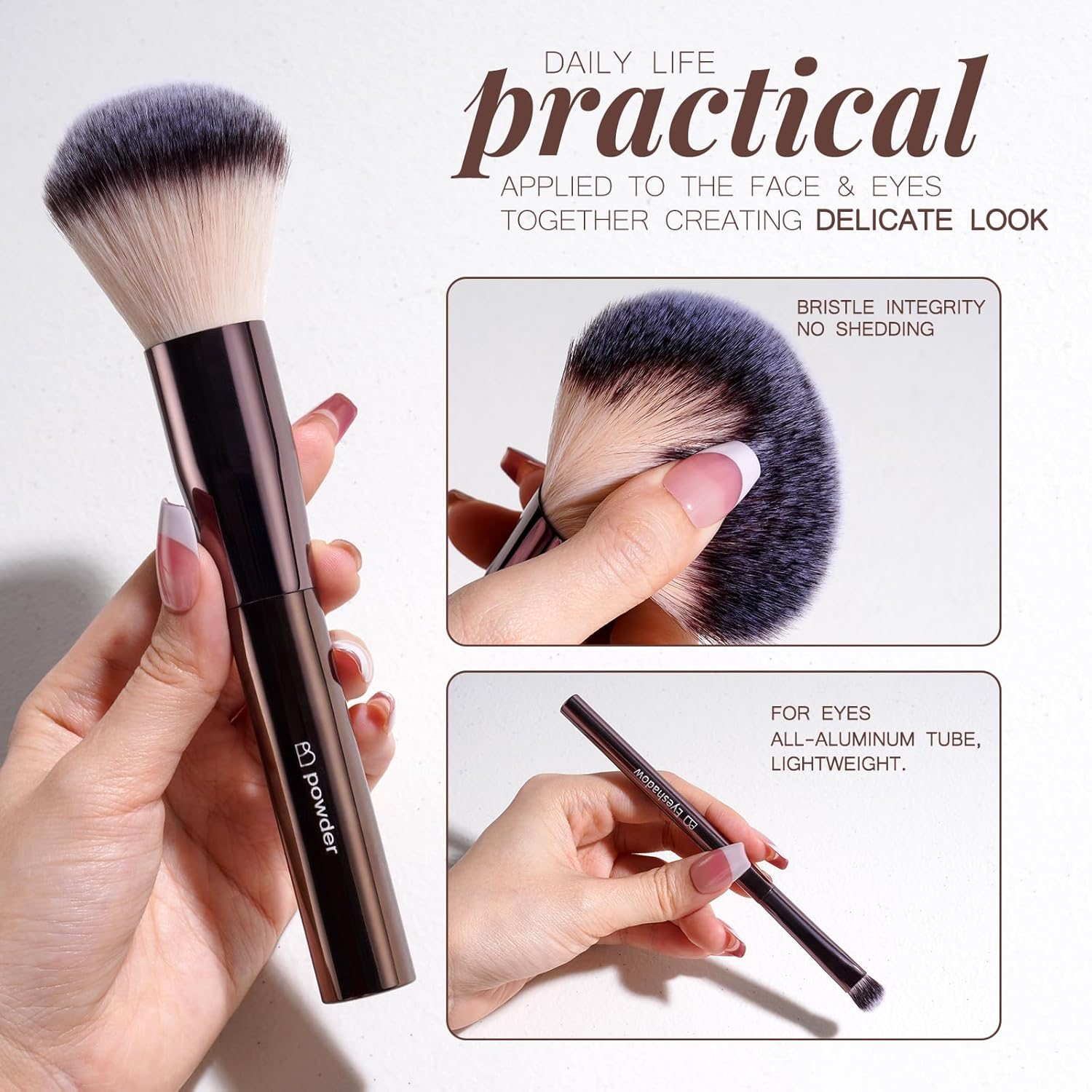BS-MALL Makeup Brushes Kit &ndash; Professional Makeup Tools with Travel Case, Includes Foundation, Powder, Concealer, Lip & Eyeshadow Brushes for Daily Use & Versatile Occasions (Aluminum Tube Coffee) - Aluminum Tube Coffee image number 2