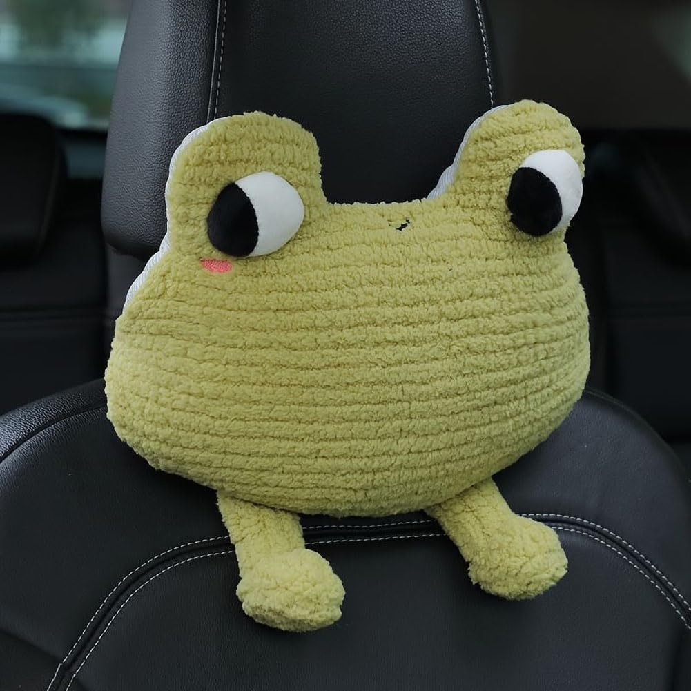 Frog-Shaped Car Headrest Neck Pillow - Drive in Style and Support-Frog Neck Pillow- 1 PCS - Frog Lumbar Pillow- 1 Pcs image number 5