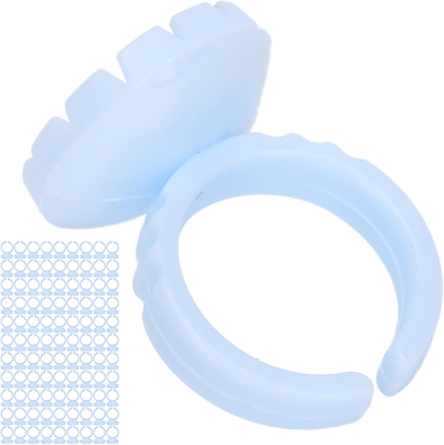 Fafeicy 100PCS Disposable Eyelash Glue Rings, Lash Extension Glue Trays, Professional Adhesive Holder Cups for Eyelash Extension Tools Kits (100 White Pack)