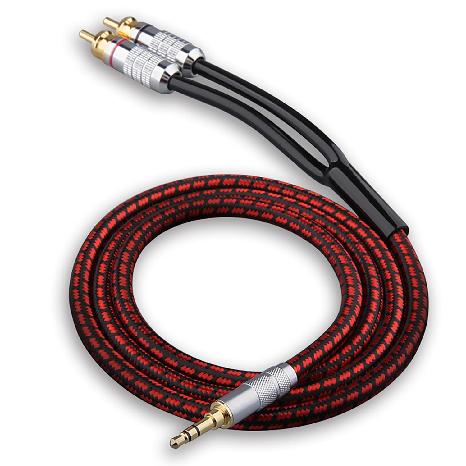 Primeda Audiophile High Purity Copper Audio Cable 3.5Mm Male to 2 Rca/Phono Male Audio Auxiliary Gold-Plated Stereo Hifi Y Splitter Adapter Cable (Straight 3.5Mm to 2 RCA, 3.2Ft/1M) image number 1