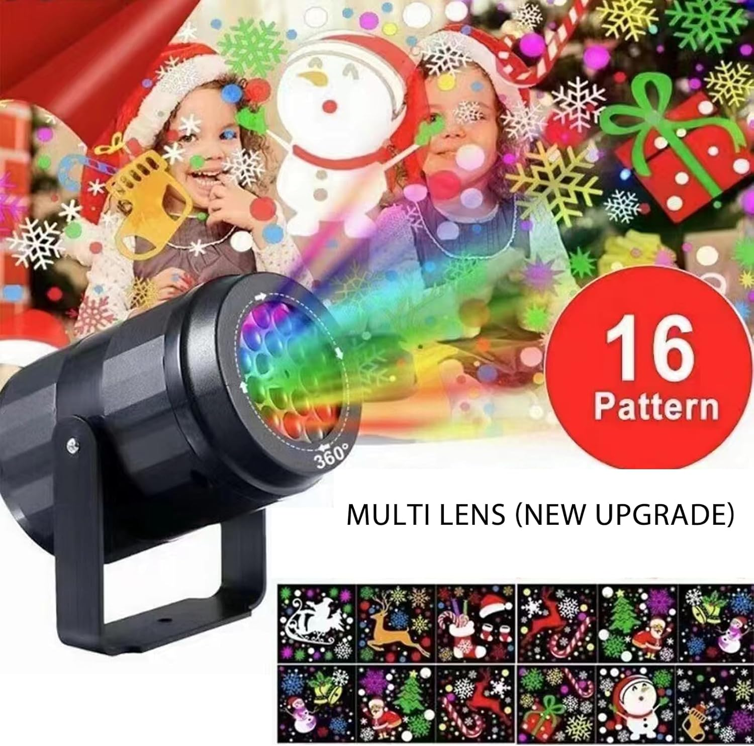 Christmas Projector Light, Automatic Rotation USB LED Snowflake Decorative Christmas Projector Lights Landscape Spotlight LED Projection Lamp with Wide Coverage Area, Clear and Colorful Projection image number 4