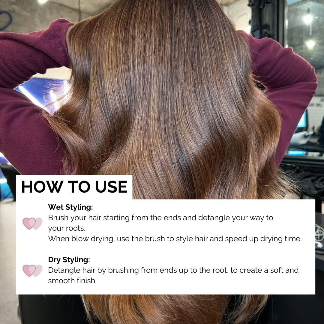 FUL Pink Vented Hair Brush | for Fast Blow Dry | Detangling Hair Brush | Minimises Friction | Ideal for Travel | Suitable for All Hair Types