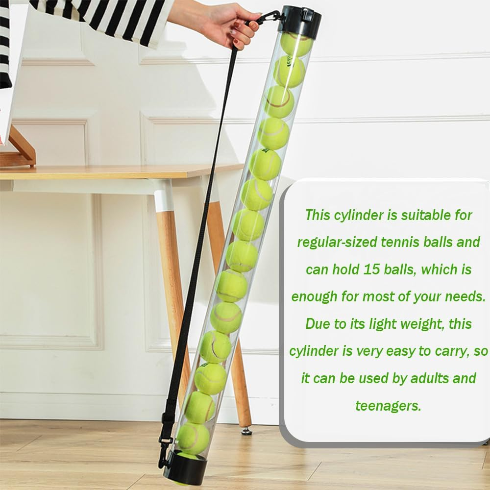 SHENMAIDAY 2 Pcs Pickleball & Tennis Pickup Tube - Tennis Ball Pick up Tube with Shoulder Strap Lightweight Ball Collector Tennis Ball Holder Perfect for Any Level Tennis Player (15 Balls) image number 1
