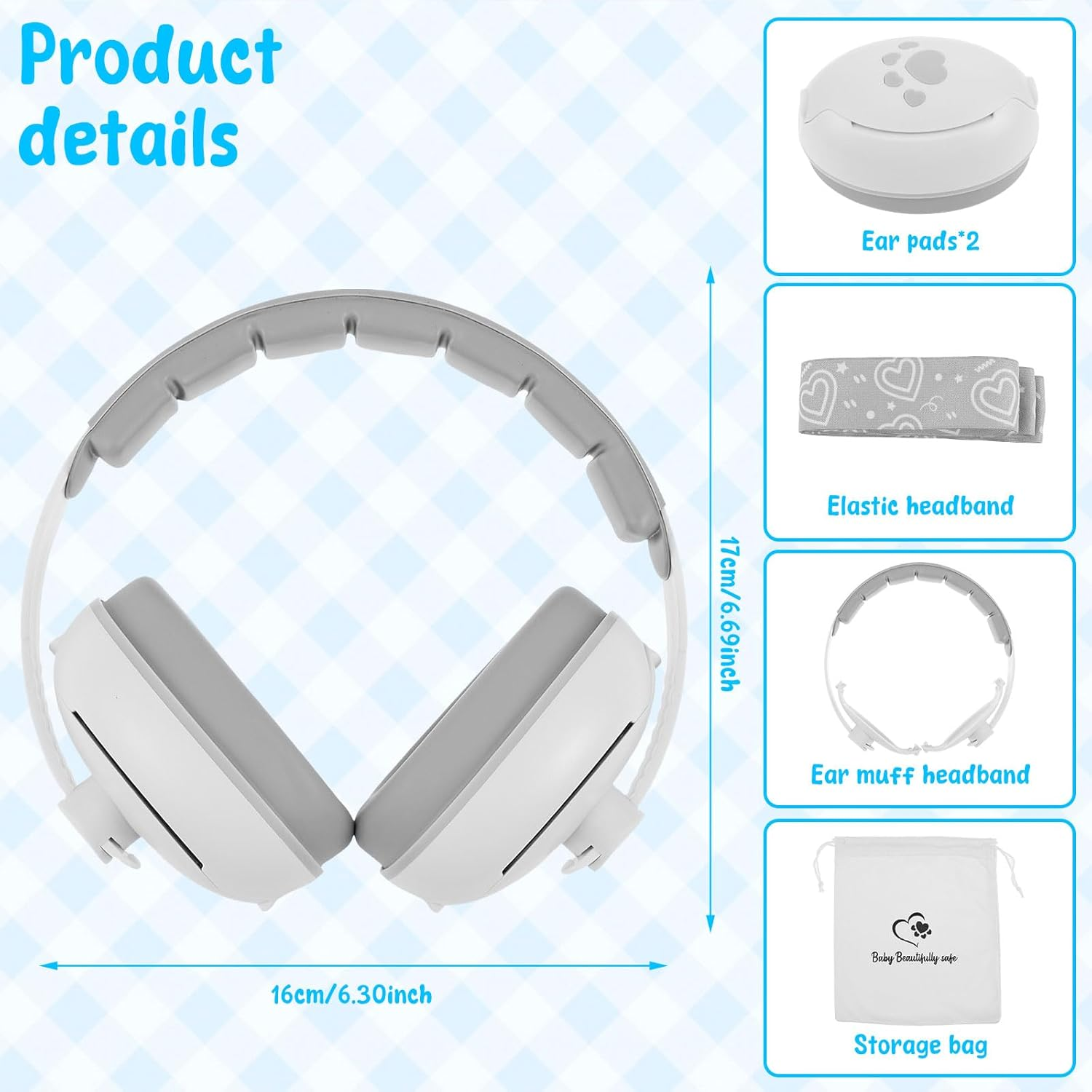Baby Ear Muffs, 2-In-1 Comfortable Baby Ear Protection with Adjustable Headband, Effective Noise Reduction - Blove image number 7