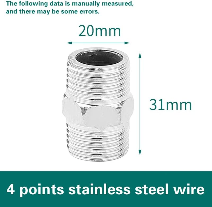 NASHRIO Shower Hose Extender - 3Pcs Stainless Steel Connector Hex Nipple Pipe Fitting BSP 1/2Inch X BSP 1/2Inch for Shower, Bathroom, and Rvs image number 5