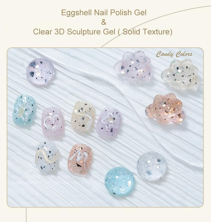 PINNI Bronze Egg Shell Gel Nail Polish Kit, Speckled Nail Polish Gel Nail Polish Sequins Glitter Semi-Permanent UV Gel Polish Shiny Gel Nail Varnish Shiny Shimmer White Gel Polish image number 6