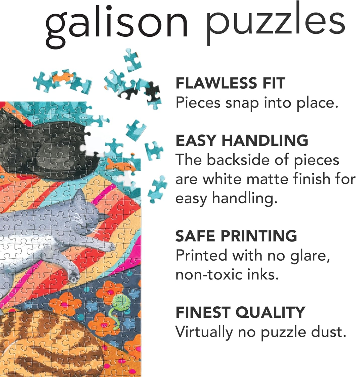 Galison 9780735382510 Lounging Cats Puzzle (1000-Pieces) image number 2