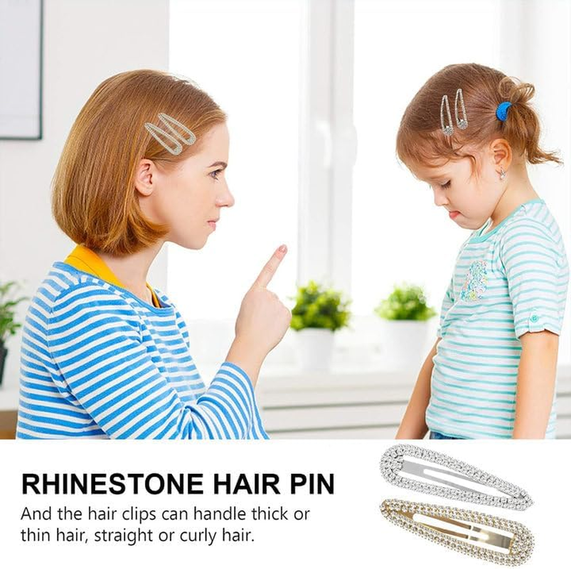 Set of 4 Rhinestone Snap Hair Clips Metal Snap Hair Clips Gold Snap Hair Clips with Rhinestone Shiny Snap Hair Clip for Women image number 1