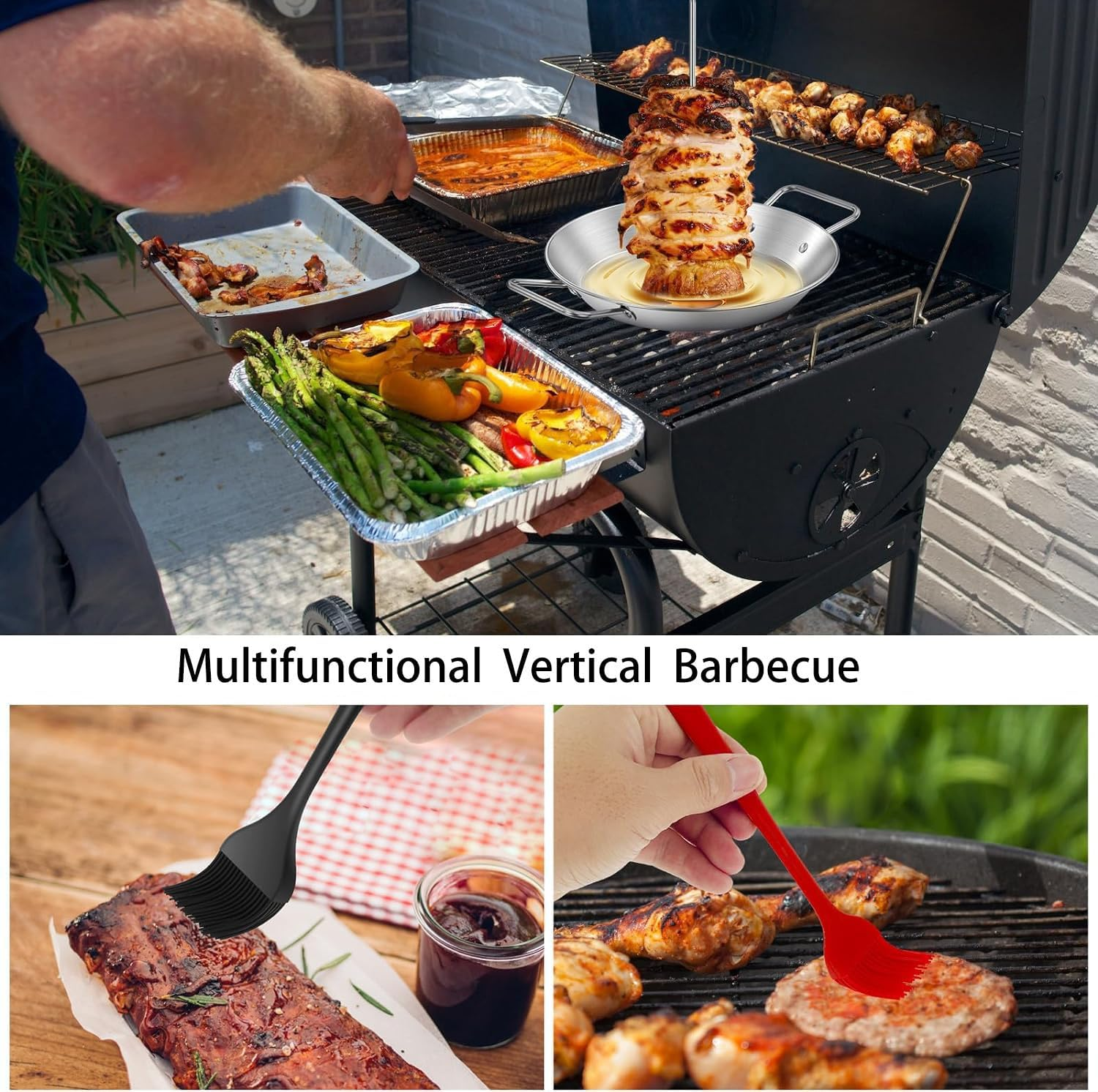Vertical Skewer Grill, 304 Stainless Steel Vertical Skewer with 8/10/12Inch Roasting Sticks, Reusable Vertical Barbecue Rack Vertical Roasting Pans Grill Accessory for Picnic Kebabs image number 6