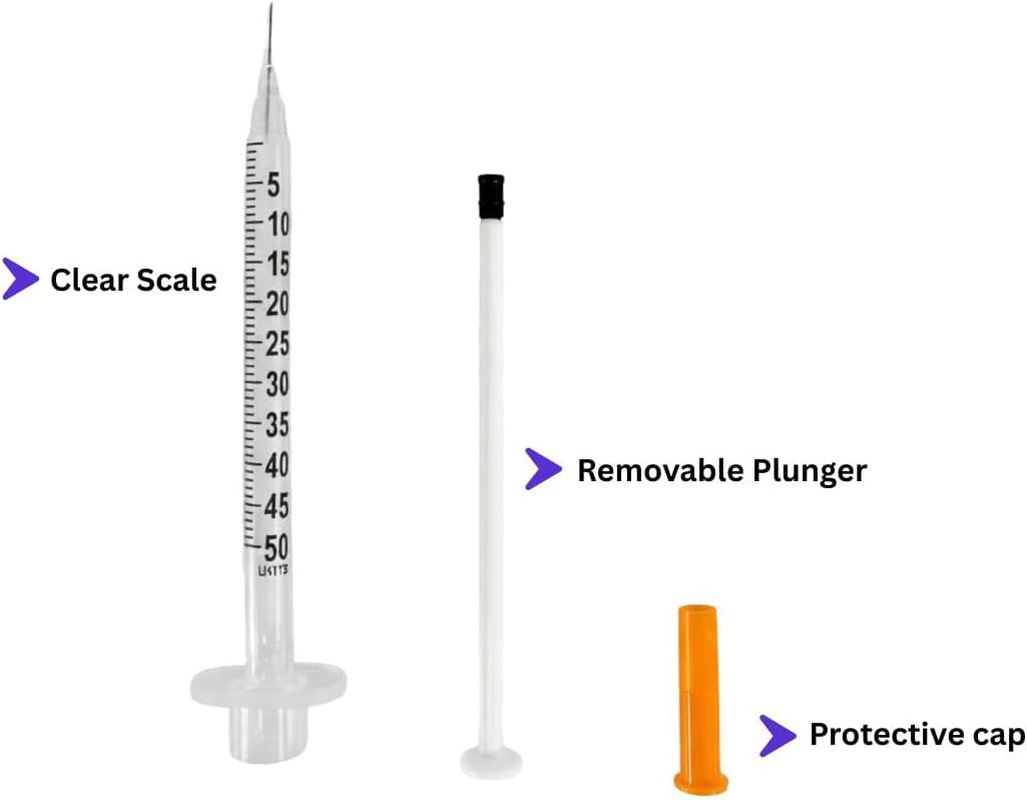 0.5Ml/Cc Syringe with 30G X 8Mm Needle, 100 Pcs, Lab Syringes, Plastic Syringes (Individually Wrapped) by Imatec image number 3