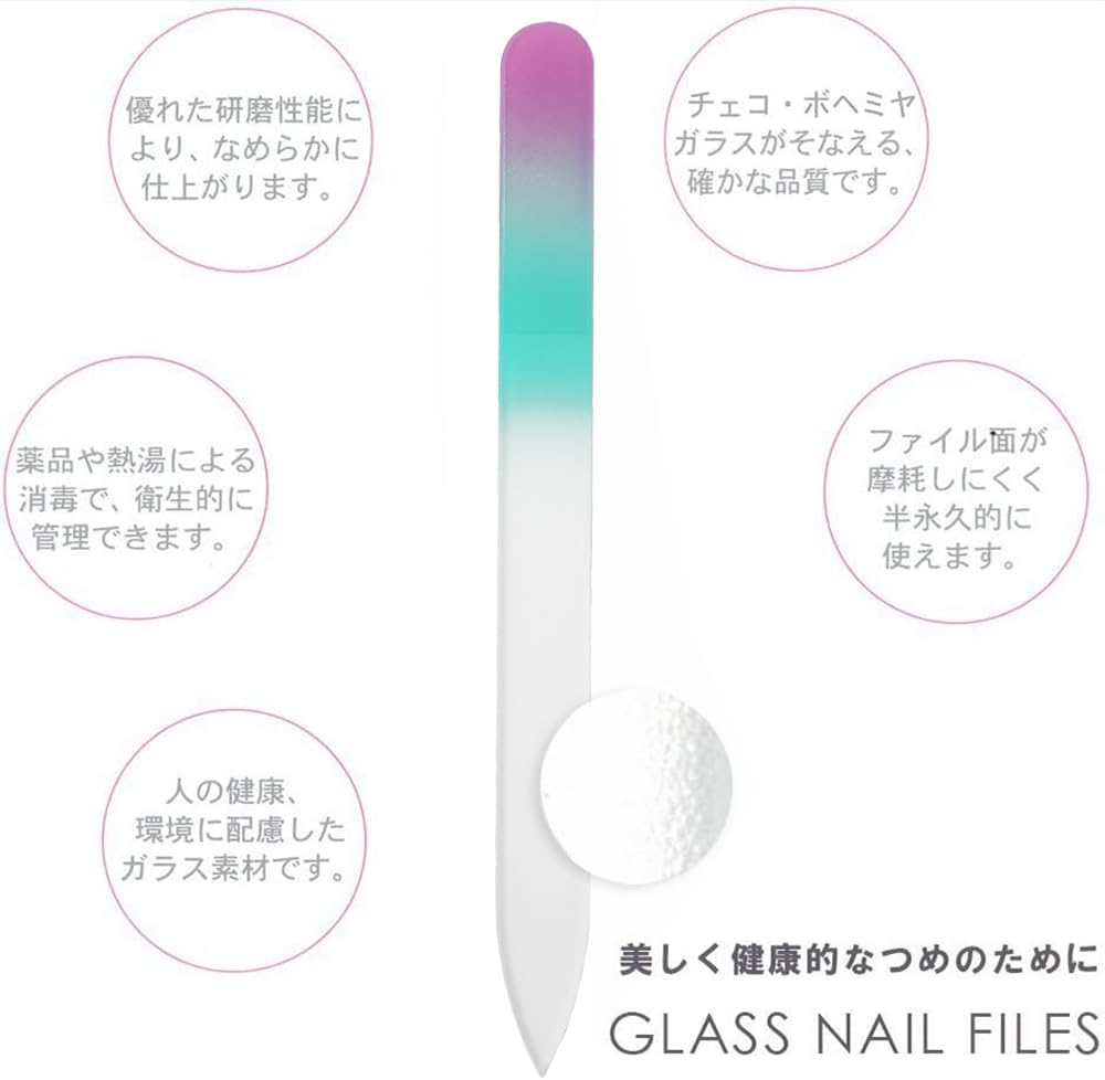 Shin Asahi Corporation Merites Glass Nail File Tricolor Type D M Single Sided Multicolor 48 CT048 image number 5