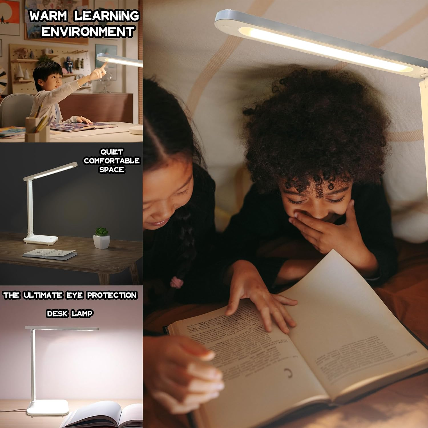 LED Desk Lamp Dimmable Desk Light Reading Lamp 3 Lighting Modes, White USB Rechargeable Reading Light Study Desk Lamp Suitable for Home Office image number 4