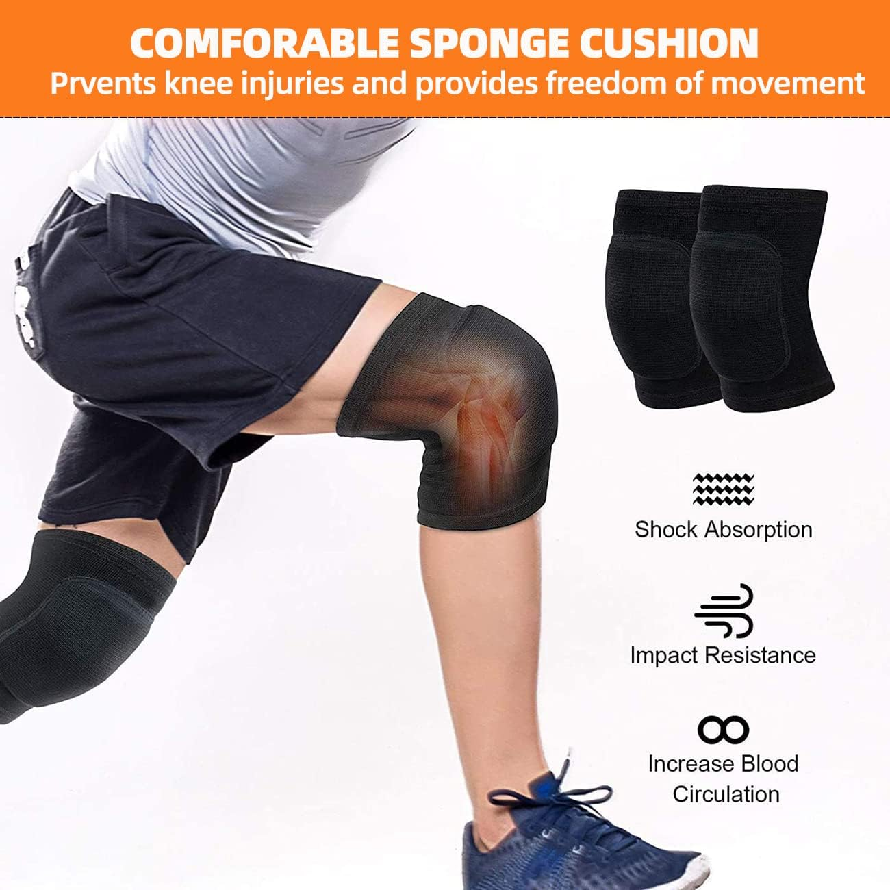 Soft and Breathable Knee Pads for Volleyball, Dancing, Football, Yoga, Basketball, and Skating - Protective Knee Pads for Adults and Kids