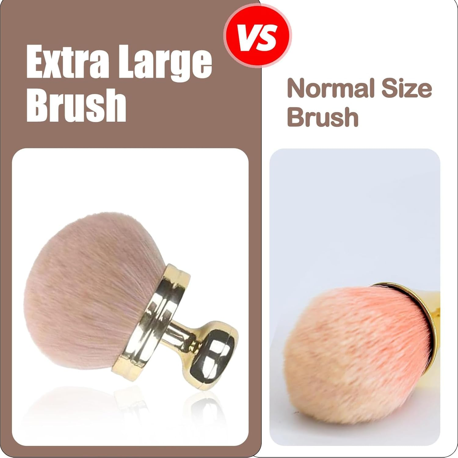 Kabuki Brush, Self-Tanning Brush, Powder Brush, Large Powder Brush, Golden Brush for Flawless Make-Up, Ideal for Face and Body, Perfect for Travel and Home, Perfect Gift for Women