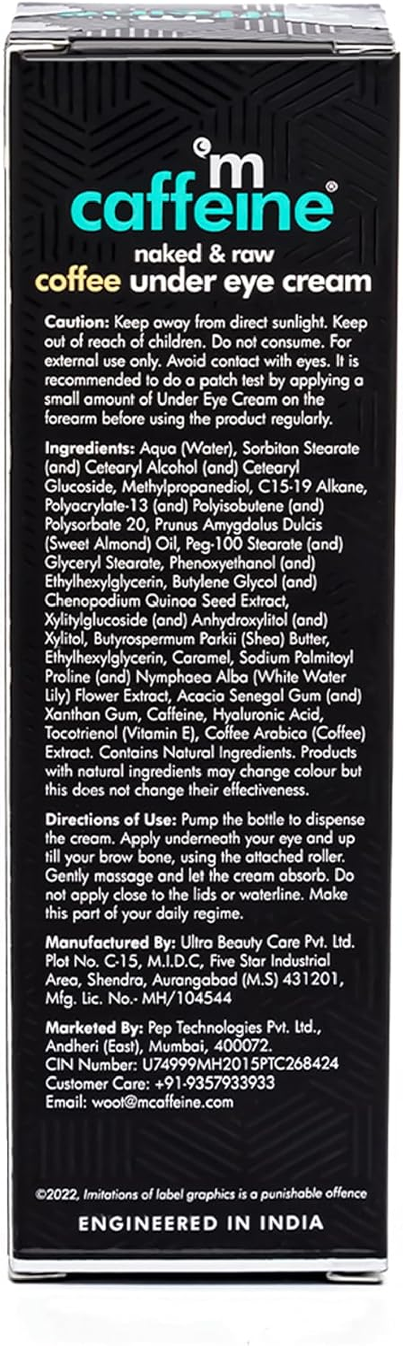 Mcaffeine Coffee under Eye Cream for Dark Circles for Women & Men | Reduction in Dark Circles, Reduces Puffiness & Fine Lines | Easy Application with Cooling Massage Roller | 15Ml image number 5