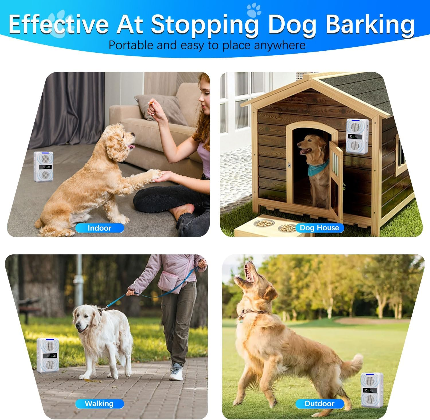 Anti Barking Devices,30Ft Effective Range and 3 Adjustable Frequency Modes,Rechargeable Ultrasonic Bark Box Dog Barking Deterrent Devices, Suitable for All Kinds of Large and Small Dogs image number 5