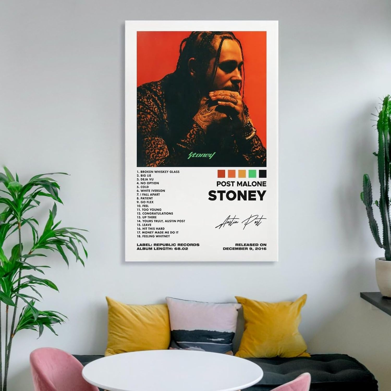 QUANQIUYING Post American Malone Rapper Canvas HD Wall Mount Poster Decoration Wall Art Posters, Suitable for Living Room Bedroom, Etc. 12X18Inch(30X45Cm) image number 5