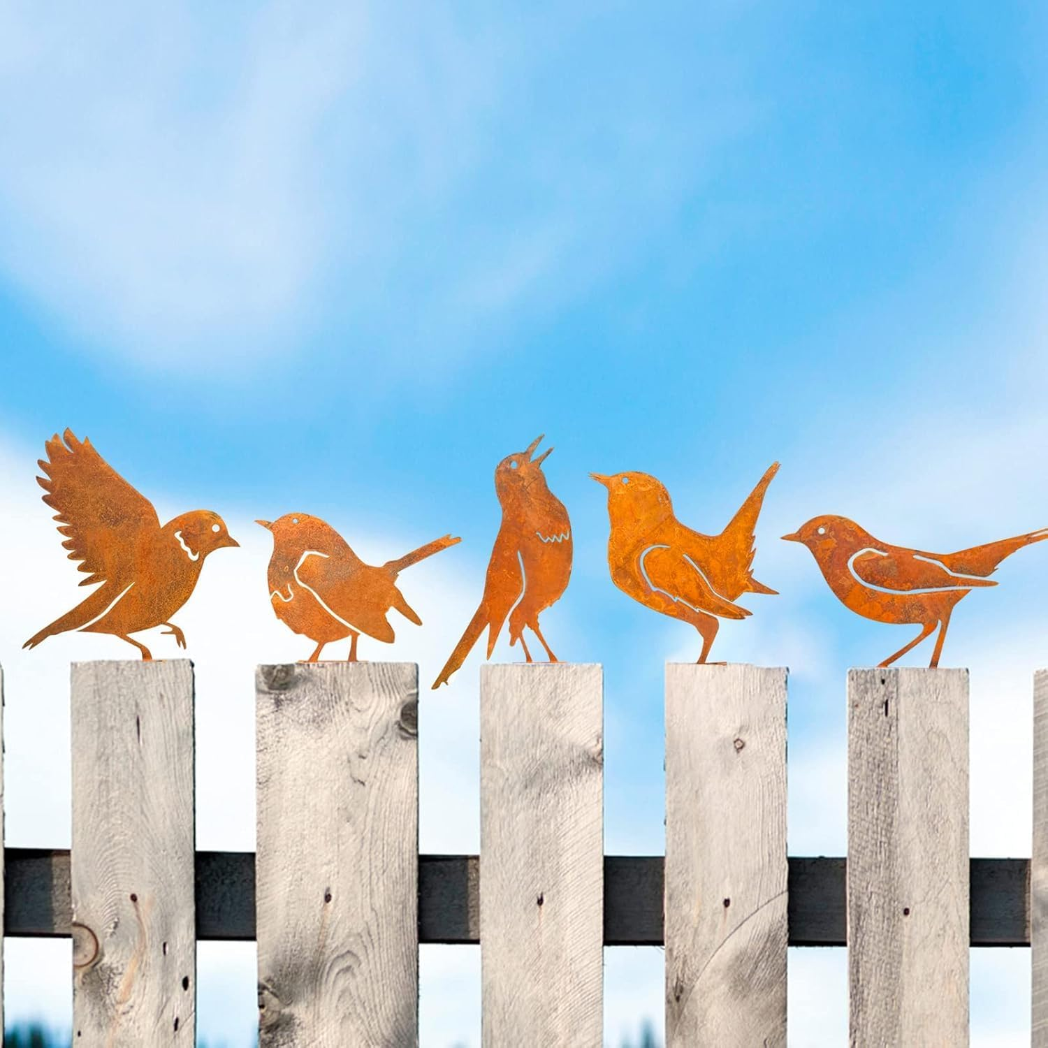 Rusty Bird Silhouette with Rusty Patina Birds Decoration Lifelike Metal Birds Garden Ornaments Silhouette Simulation Bird Figurine Rustic Outdoor Patio Yard Adornment image number 2