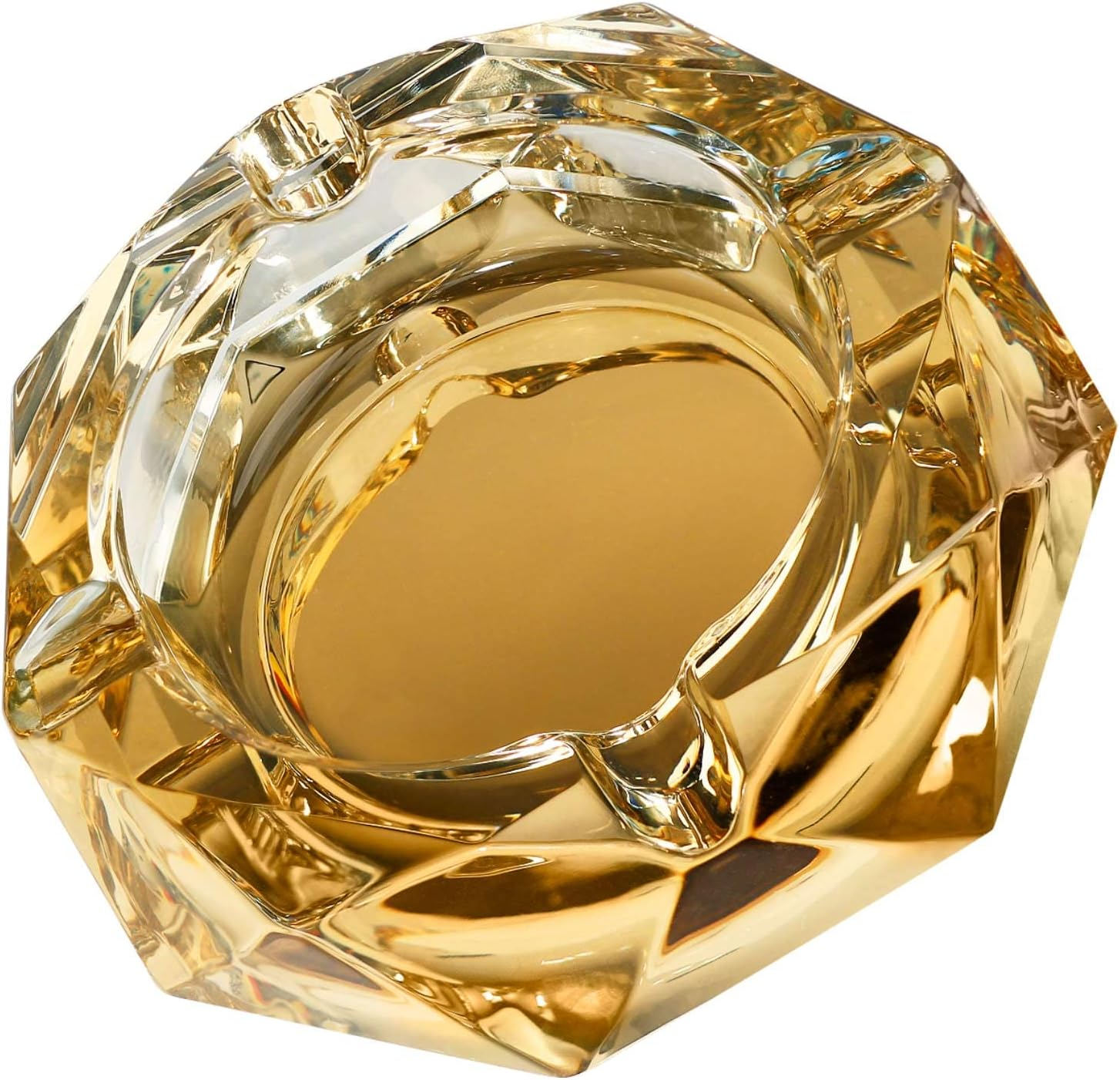 Glass Ashtray for Cigarettes, Tabletop Ashtray and Modern Decoration for Home Office Bar Restaurant Indoor Outdoor (Orange Small Size)