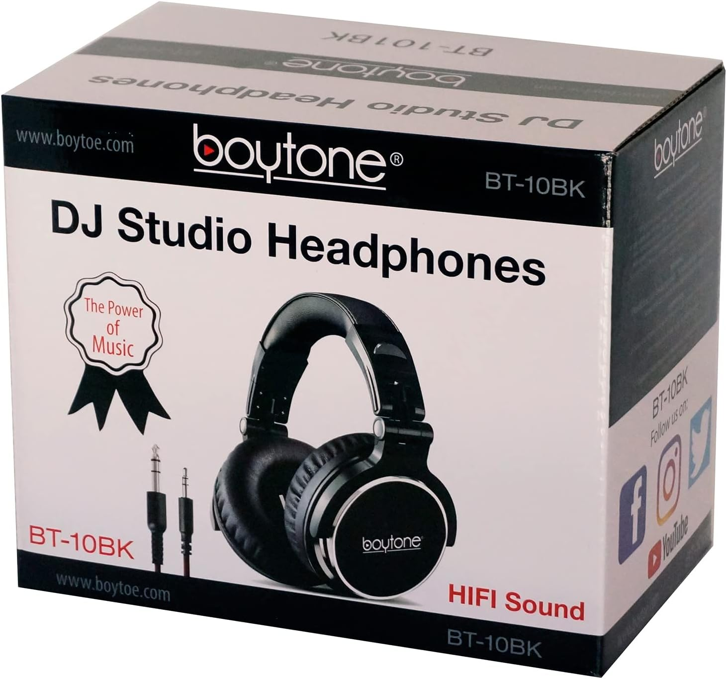 Boytone BT-10BK Wired over Ear Headphones Studio Monitor & Mixing DJ Stereo Headsets with 50Mm Drivers and 1/4 to 3.5Mm Audio Jack for Audio Mixer Computer, Phone, Guitar, Laptop, Amplifire