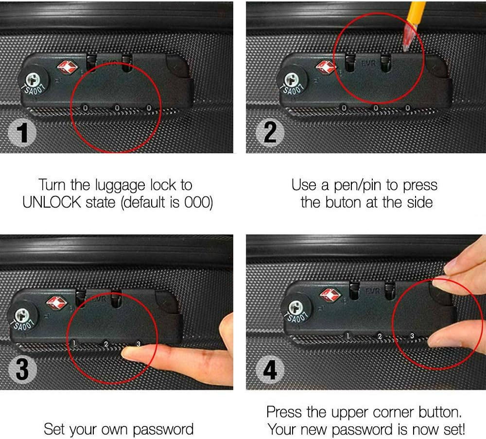 Wanderlite Luggage Set 3Pcs Black Suitcase Hand Luggages Travel ABS Hard Case Hardside Shell, Lightweight Trolley Carry on Bag, TSA Lock 6Pcs Storage Organisers image number 1