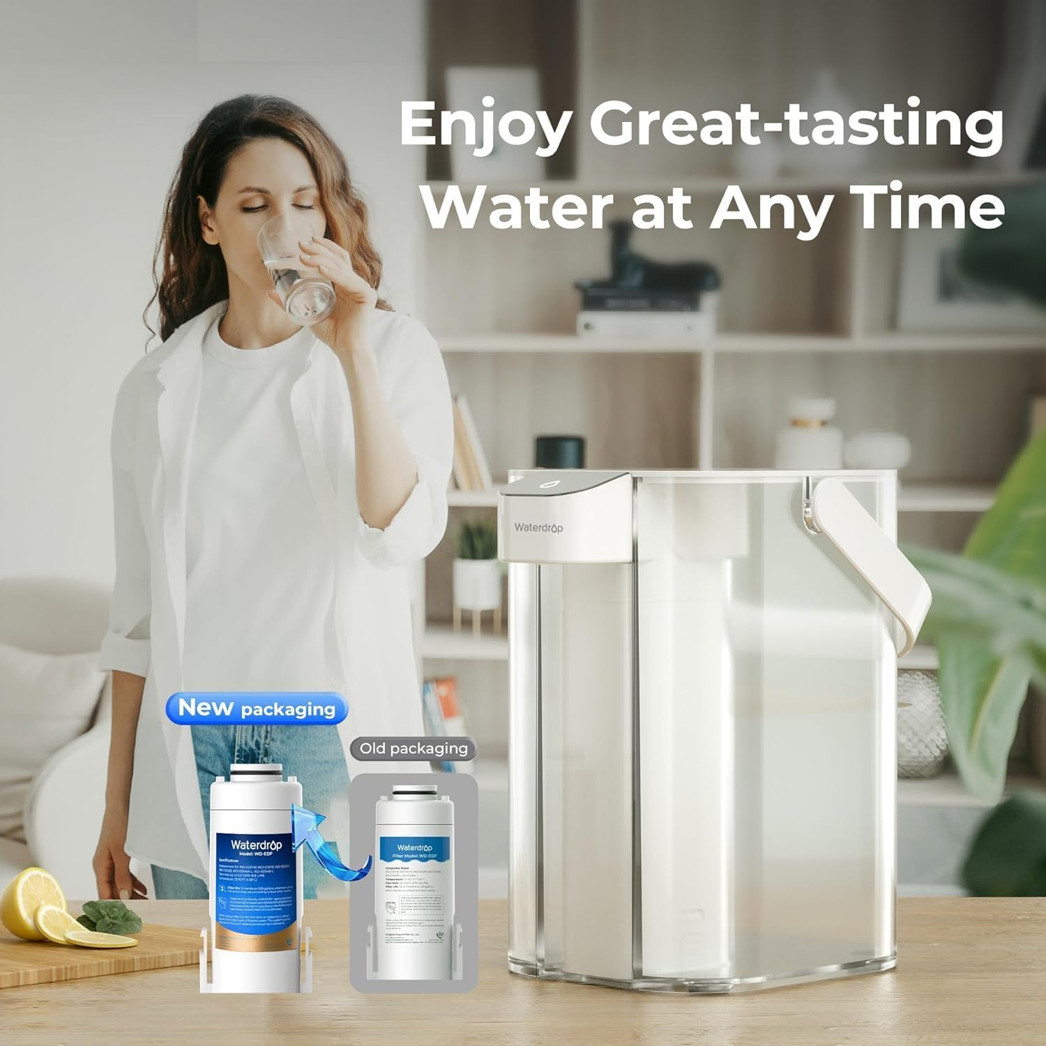 Waterdrop WD-EDF Replacement Filters for Waterdrop Electirc Water Filter Pitcher -, 3 Months or 200 Gallons, NSF/ANSI 401&53&42, 1 Filter image number 5