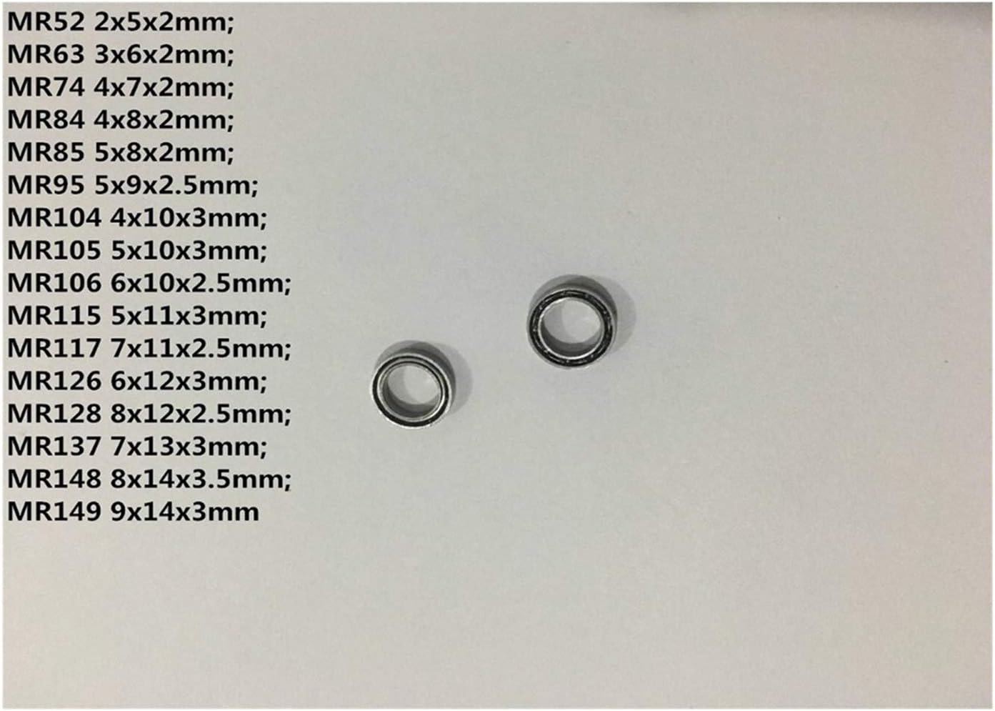 Bearing 5Pcs-Mr Series MR52 MR63 MR84 MR105 to MR149 Miniature Model Bearing Open Type Deep Groove Ball Bearings (Diameter : MR52 2X5X2Mm)