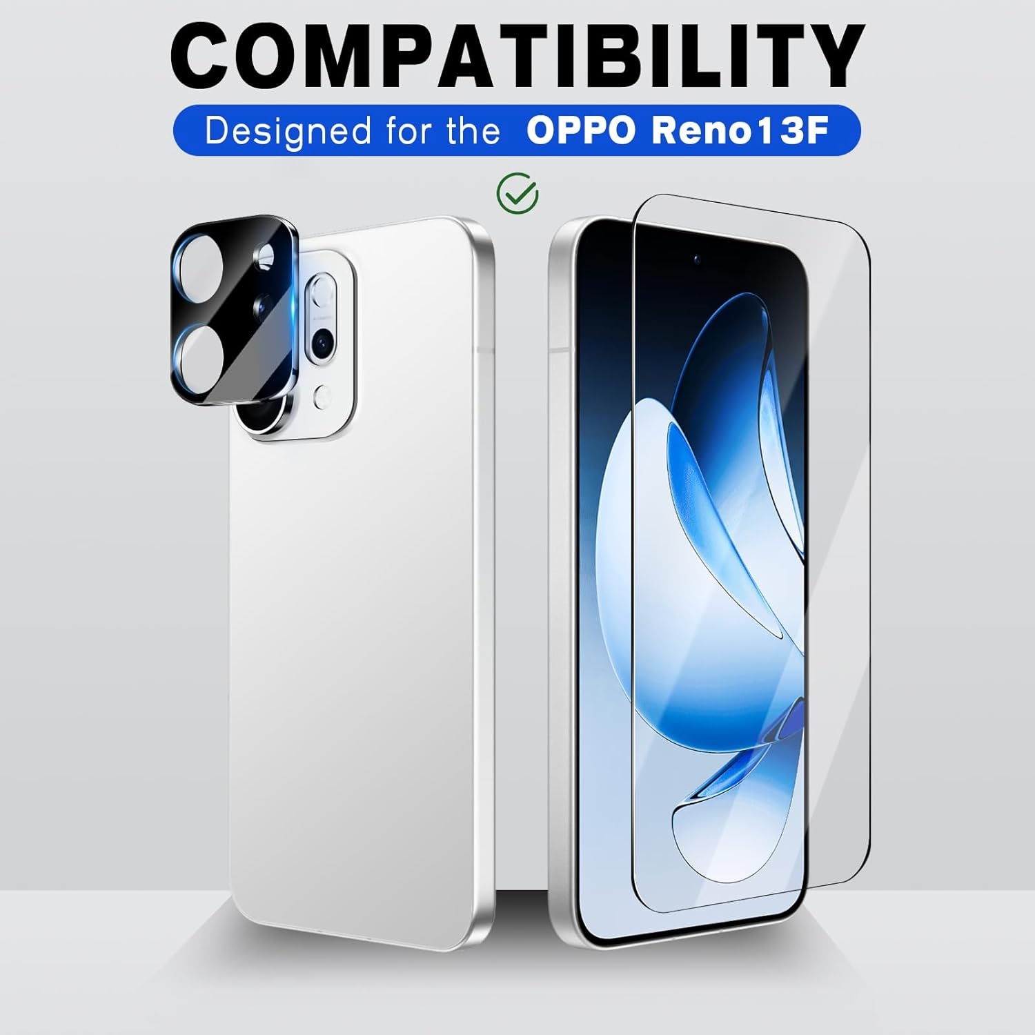 [2+2 Pack] Screen Protector for OPPO Reno 13F 5G,With 2 Piece of Tempered Glass Screen Protector,2 Piece of Camera Lens Protector,Bubble Free,Anti Scratch image number 6