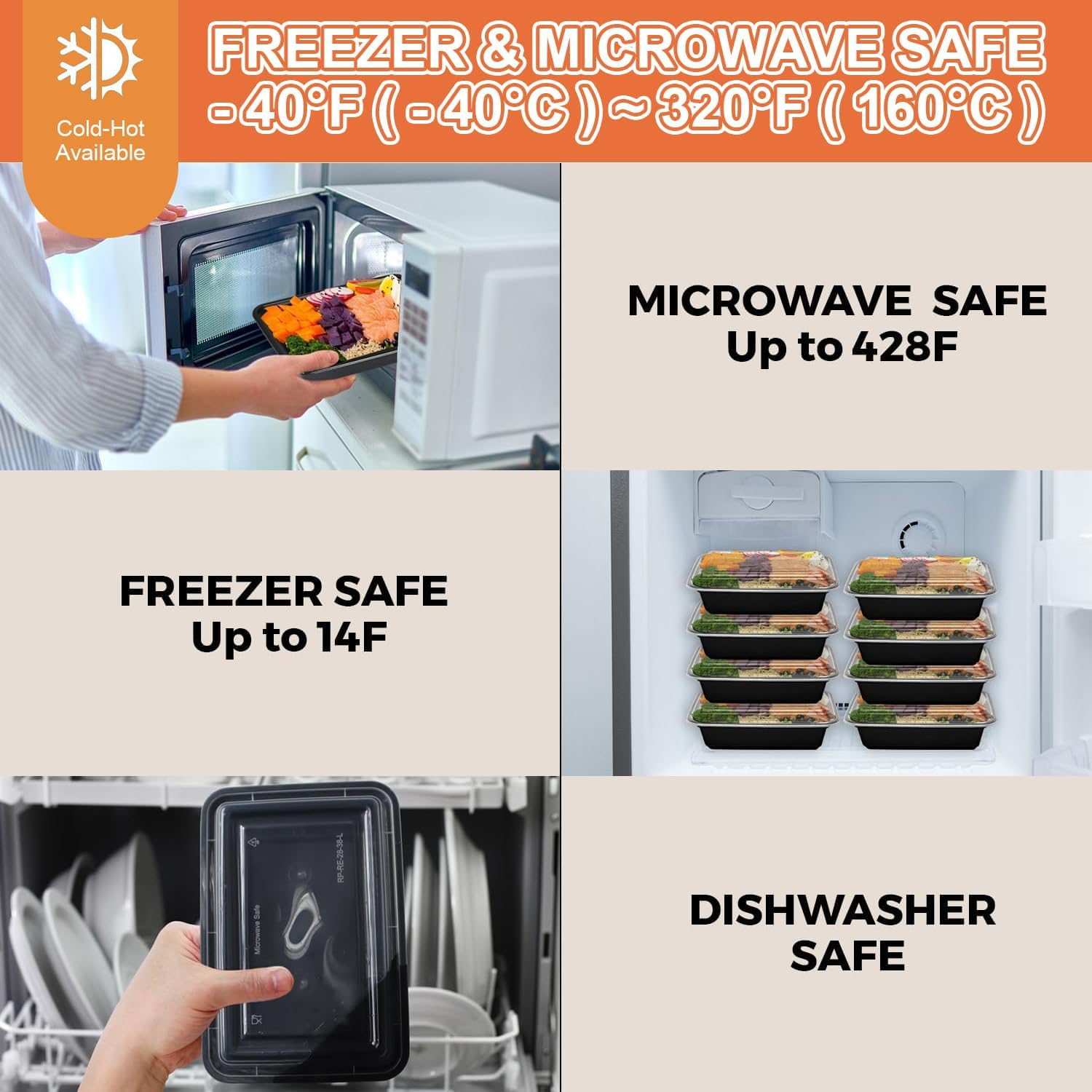 10 Pack Meal Prep Containers, 32 Oz Food Storage Container with Lid, Lunch Box Reusable, Plastic Containers BPA Free Take-Out Box Microwave Dishwasher Freezer Safe image number 1