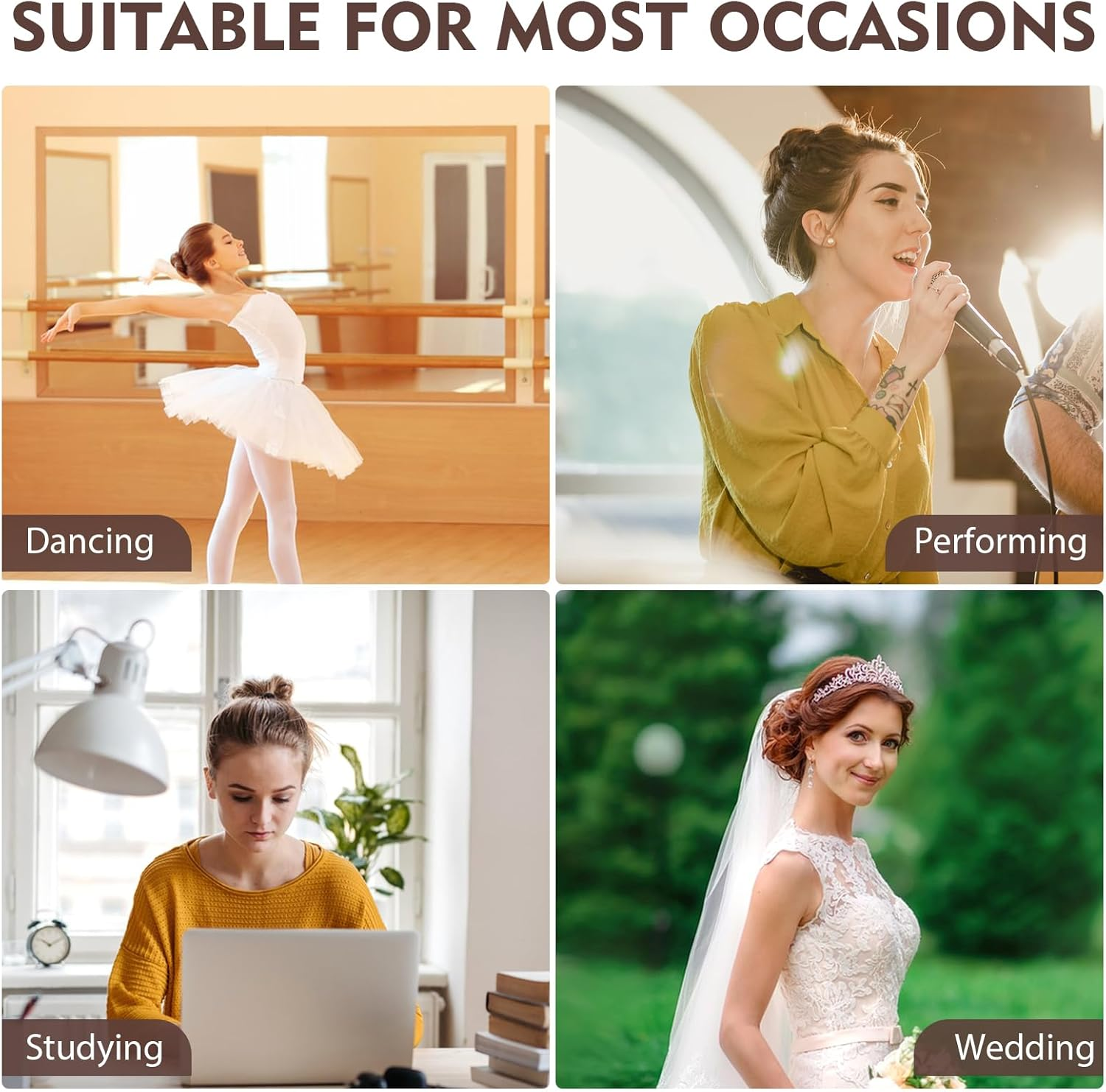 328 Piece Hair Pins Small Bobby Pins Set - 104 U-Shaped Hair Pins, 104 Bobby Pins, 100 Rubber Bands, 15 Hair Net Bun, 5 Scrunchies, Hairstyle Accessories for Girls with Storage Box (Coffee Brown) image number 6