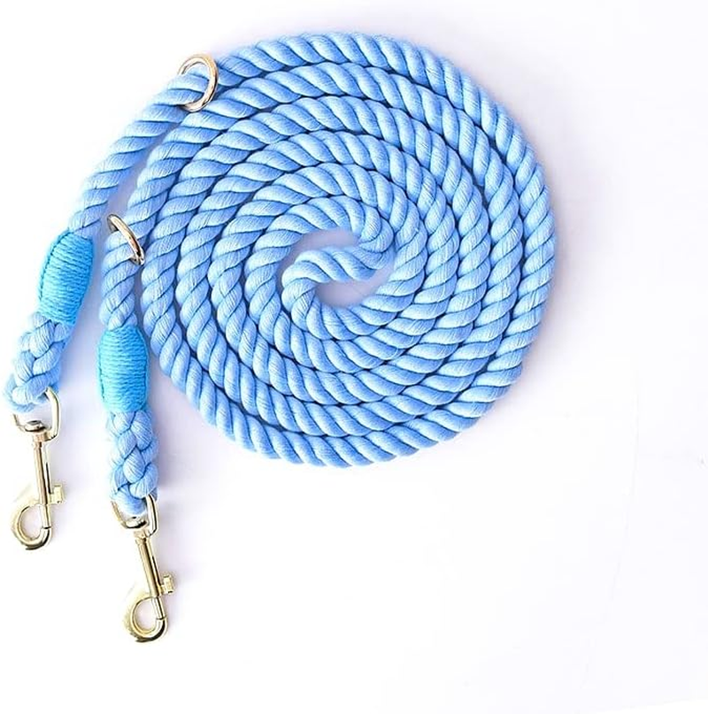 Tesitehi Multifunctional Rope Dog Leash 7.5 FT with Adjustable Double Swivel Hook Hands Free for Small Medium and Large Dogs Running Hiking Camping Walking (Sky Blue) (DL)