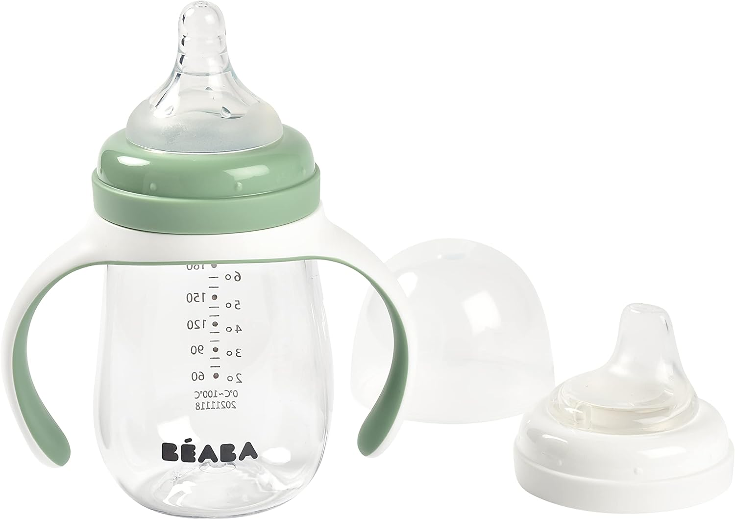 Beaba 2 in 1 Bottle to Sippy Learning Cup, Sage Green, 210 Ml Capacity image number 6