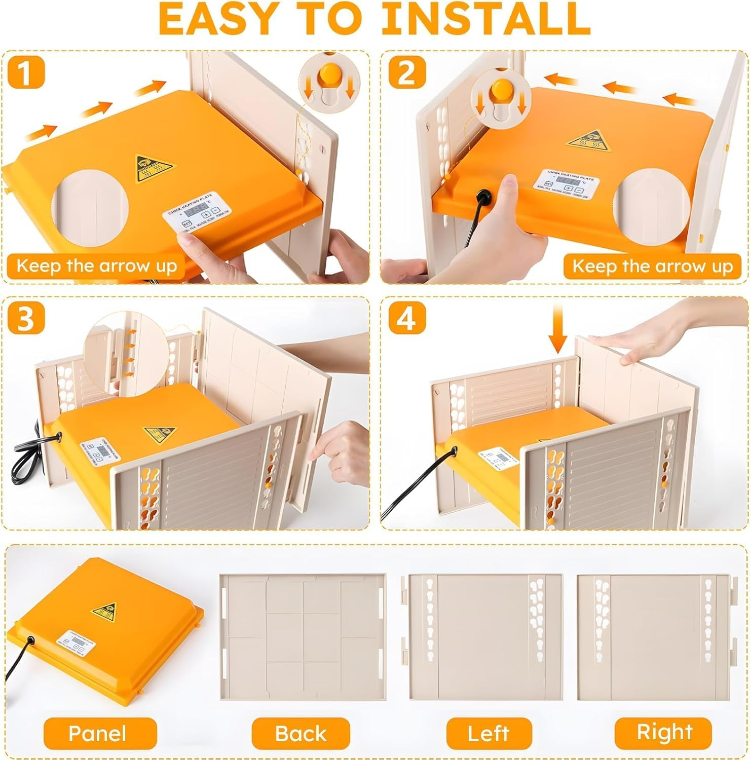 Brooder Plate for Chicks, 25W Heat Plate with Temperature Control, 9.76" X 9.76" Brooder Heater Adjustable Height and Angle, Chick Warmer Brooding Heating Plates for Baby Chicken Poultry Duck