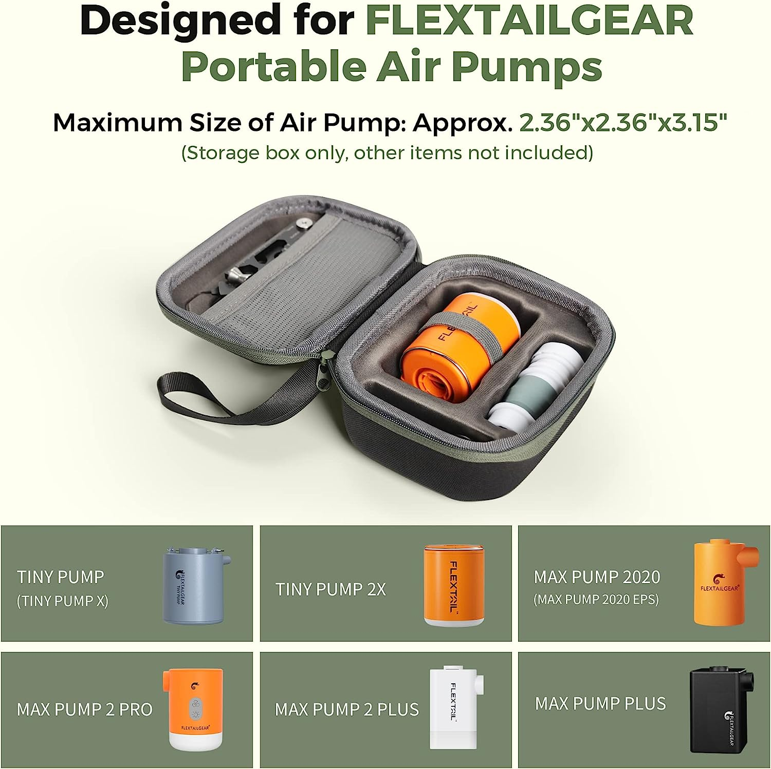 FLEXTAILGEAR Portable Air Pump Case, Rigid Polypropylene Material，Compatible with TYX/TY2X/MP2PRO/MP2PLUS, Storage Holder for Nozzle and Charging Cable (Case Only) image number 3