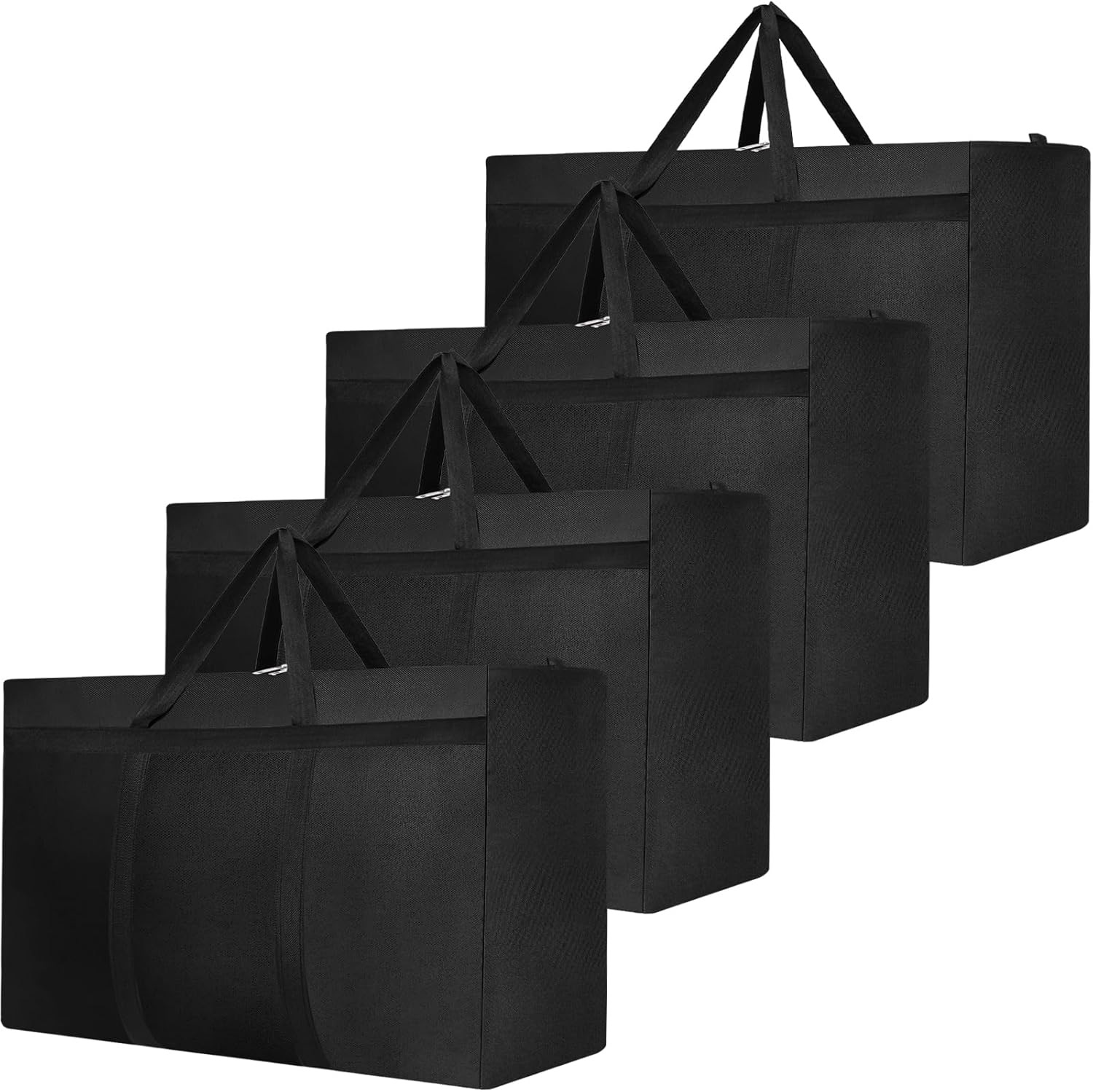 Dntorx Pack of 4 90L Large Storage Bag, Oxford Heavy-Duty Moving Bags, Moving Boxes, Large with Zip, Handle, Travel Bag, Carry Bag for Moving, Camping, Bedding, Clothing, Storage image number 3