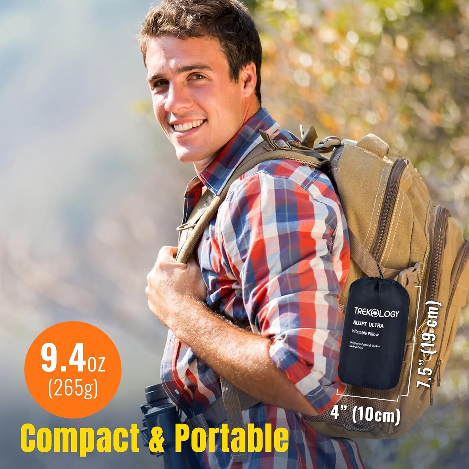 TREKOLOGY Large Inflatable Camping Pillow &ndash; Home-Sized Comfort for Outdoor Adventures | Portable, Easy-To-Inflate, Ideal for Camping, Backpacking, and Travel - ALUFT Ultra image number 3