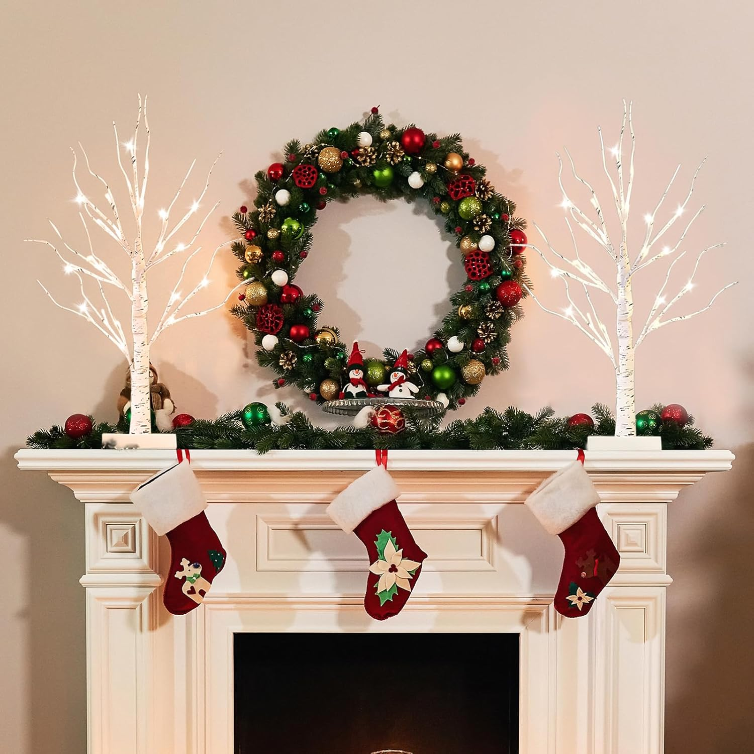 Christmas Decorations Indoor Birch Tree Light with Light Leds Battery Powered Timer for Christmas, Money Trees for Winter Wedding Desk Table Top Mantel Home Easter Decor 60Cm Height (White-1Pack) image number 5