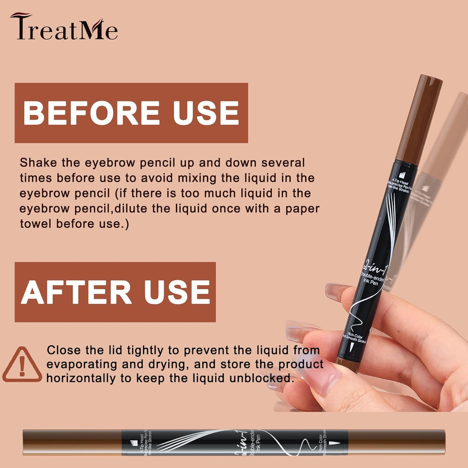 Microblading Eyebrow Pen - Waterproof 2-In-1 Dual-Ended Eye Brow Pen with 9-Fork-Tip Brow Pen and Precise Brush Create Natural Looking Defined Eyebrows Last All Day image number 3