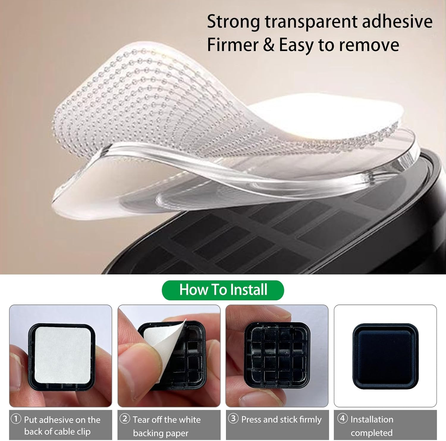 10-Pack Cable Cord Organizer Clips for Cable Management, Strong Adhesive Cord Holder for Kitchen Appliances Wall Office Desk Phone Charging Wire Keeper (10, White) image number 4