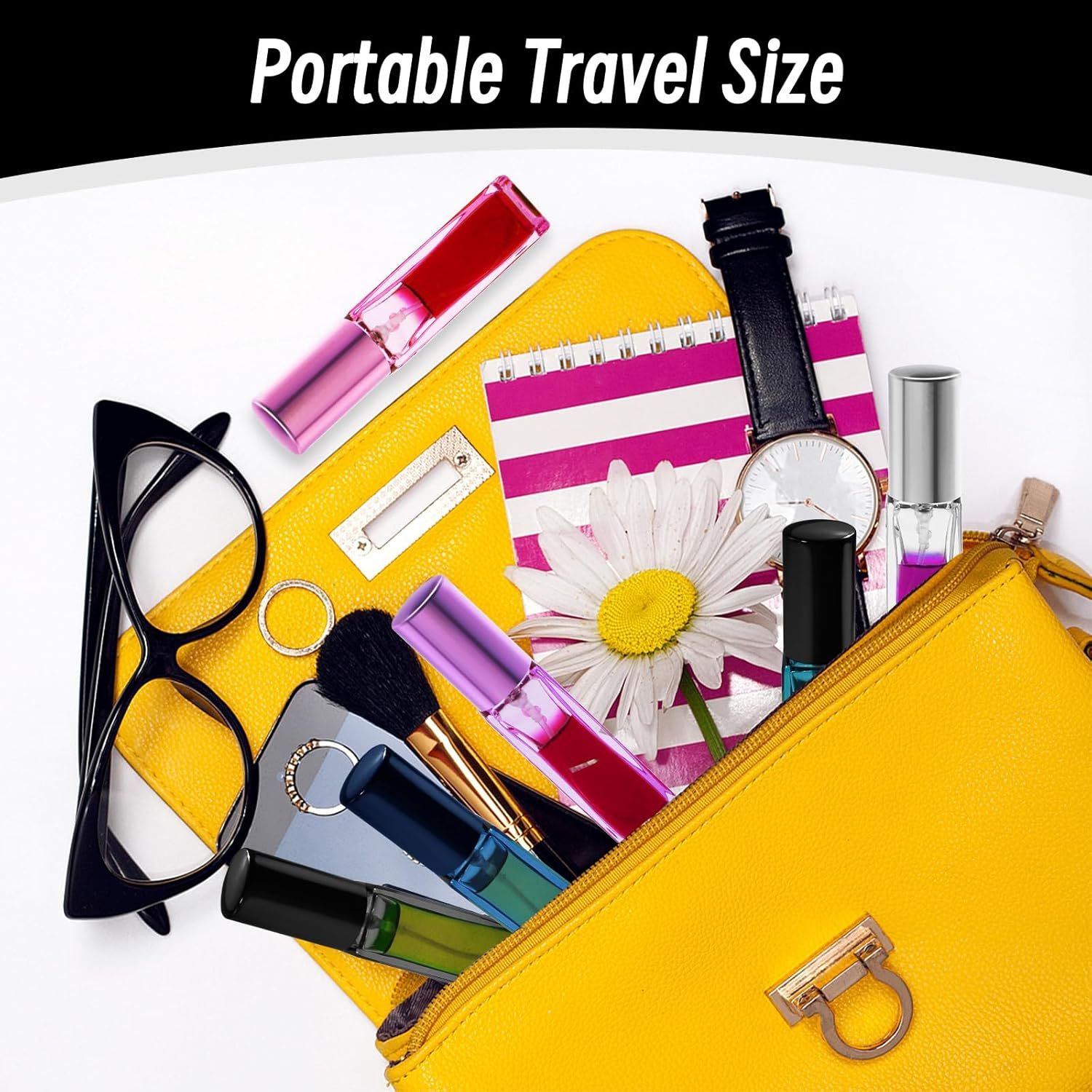 Bohoray Pack of 6 Perfume Atomisers, Refillable, Transparent Perfume Atomiser, 10 Ml, Empty Perfume Bottles for Filling with Atomiser Pump and Funnel for Women or Girls (Pink) - Pink image number 3